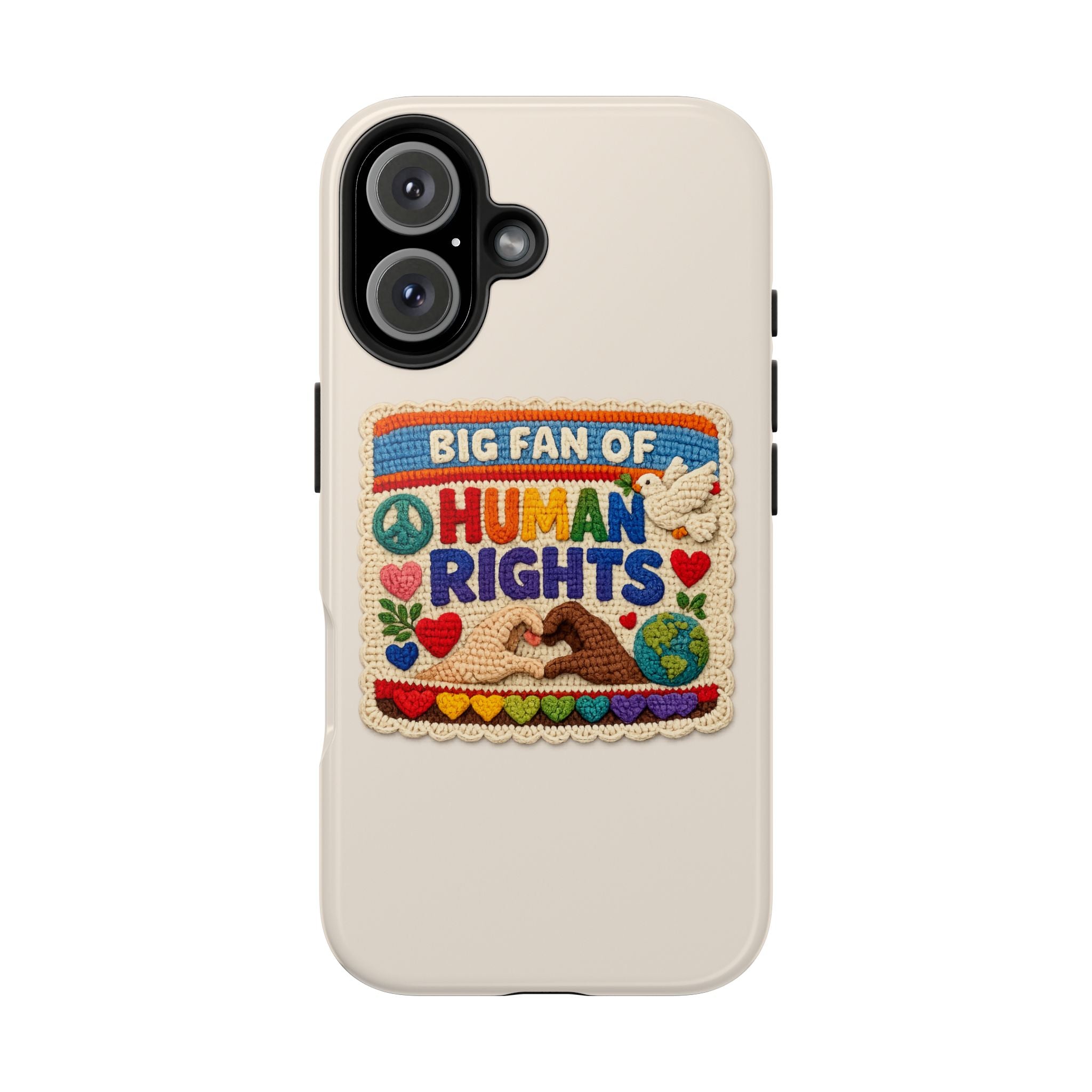 Big Fan of Human Rights Phone Case - Crochet Style Phone Case - Cute Activist Phone Case - Aesthetic Phone Case - Gift for Her
