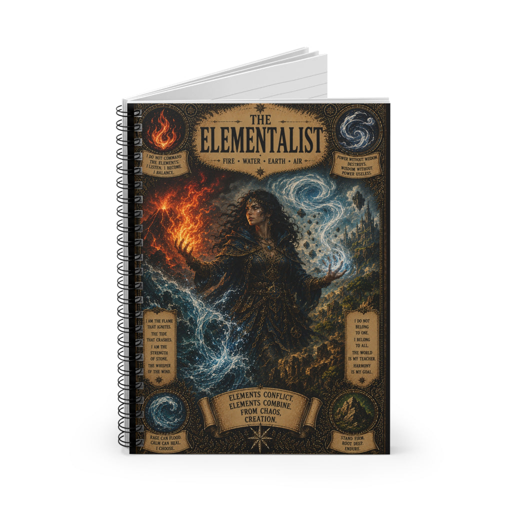 The Elementalist Wizardry Elements Artwork Spiral Notebook | Ruled