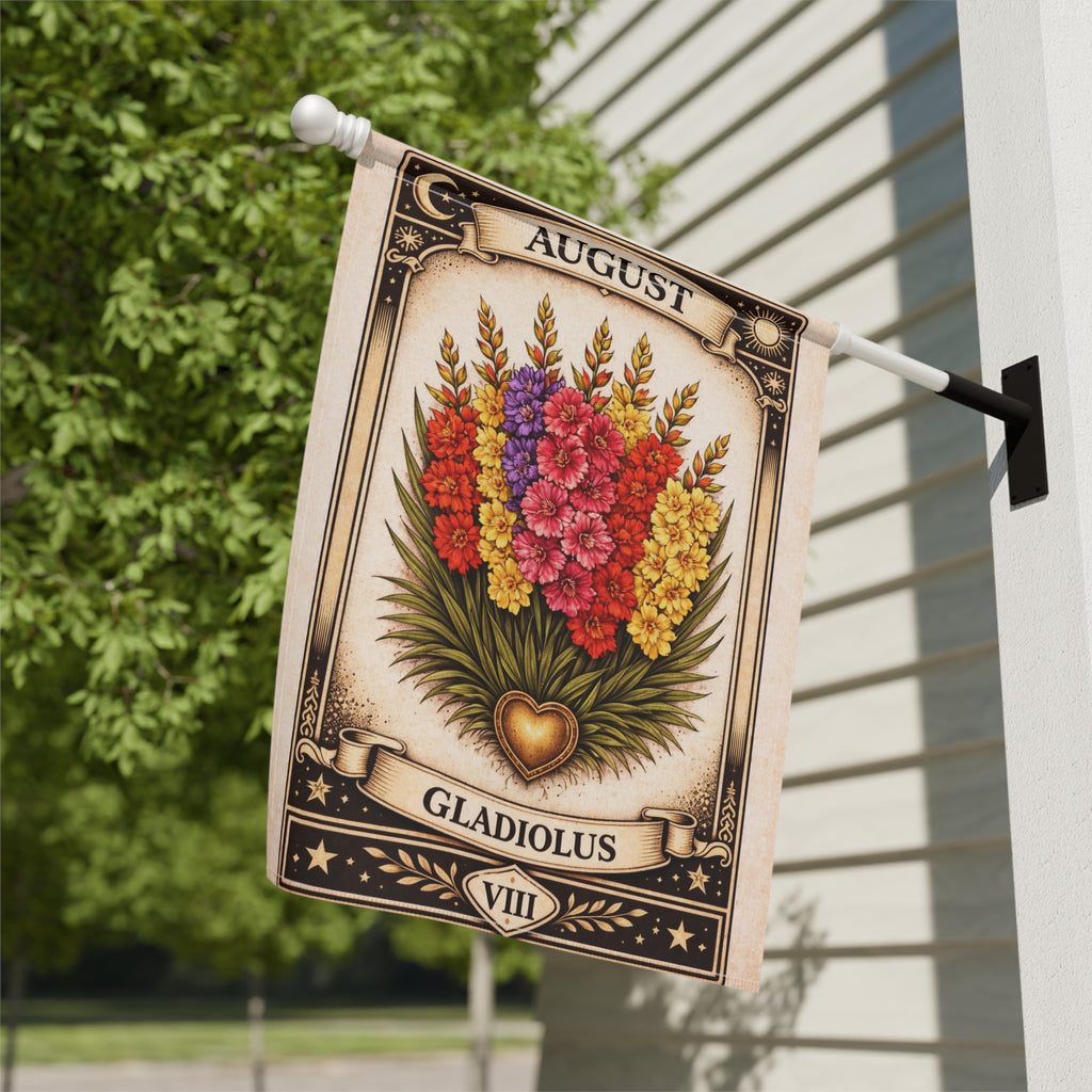 August Gladiolus Garden Flag | House Banner, Floral Birthday Month
