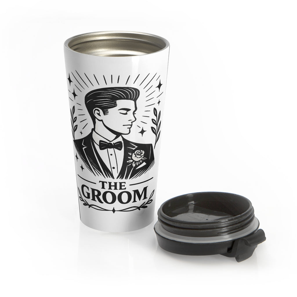 The Groom illustration travel mug | Wedding groom stainless steel tumbler