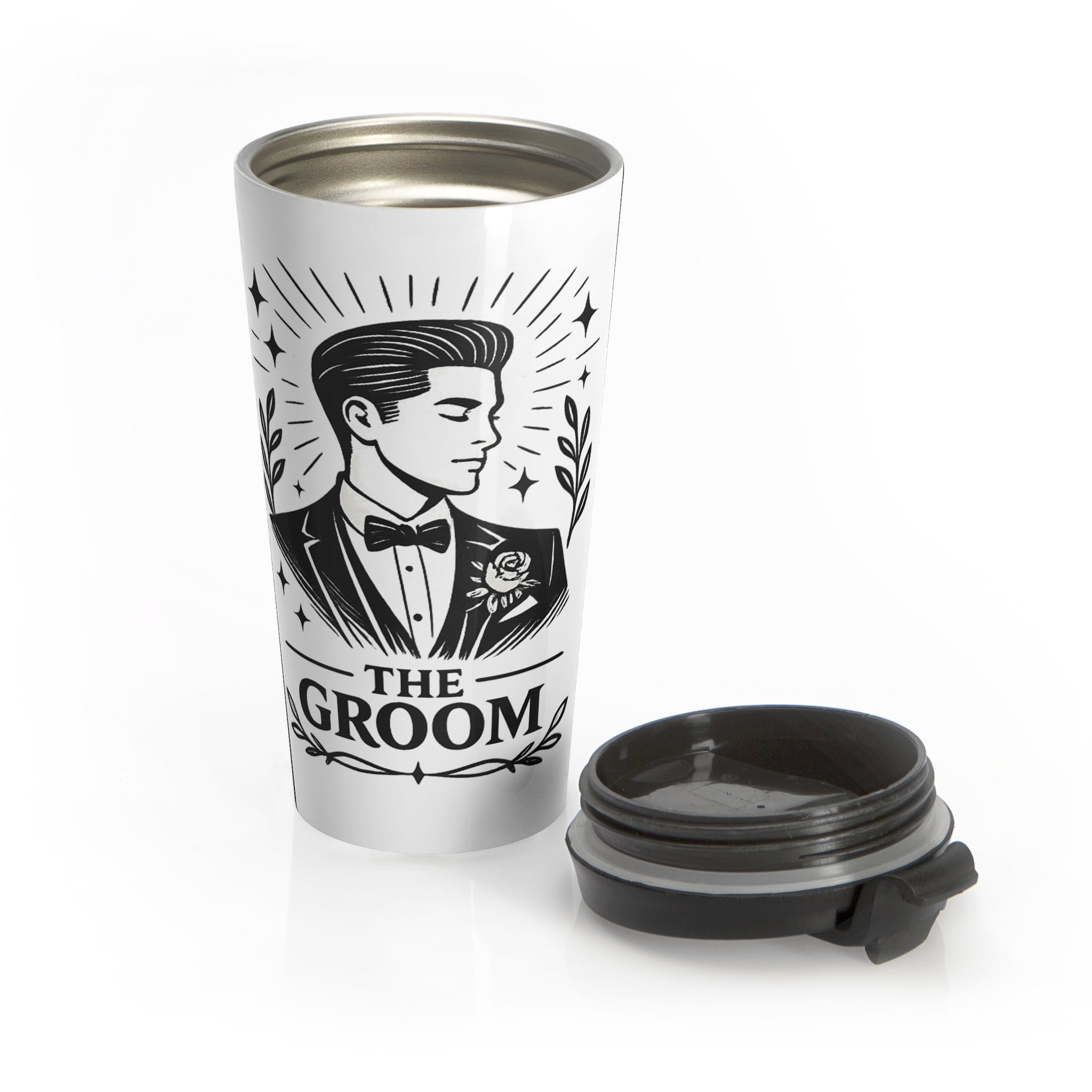 The Groom illustration travel mug | Wedding groom stainless steel tumbler