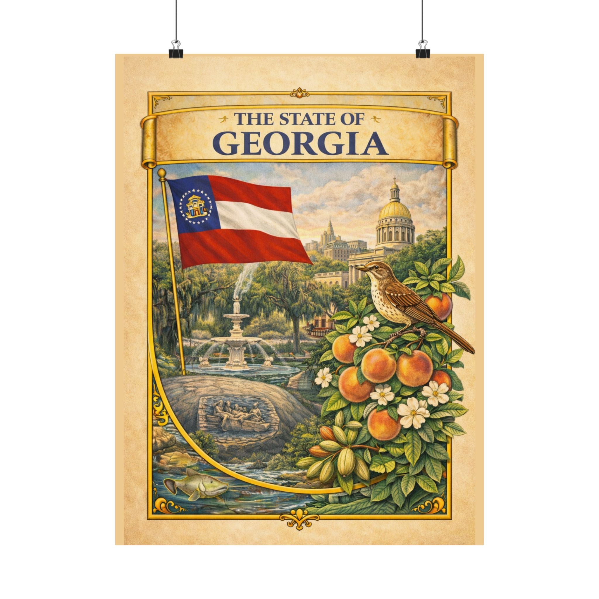 Georgia Poster - Georgia Wall Art - Georgia Decor - State Poster - Georgia Gift - Travel Wall Art - Vintage Style Poster