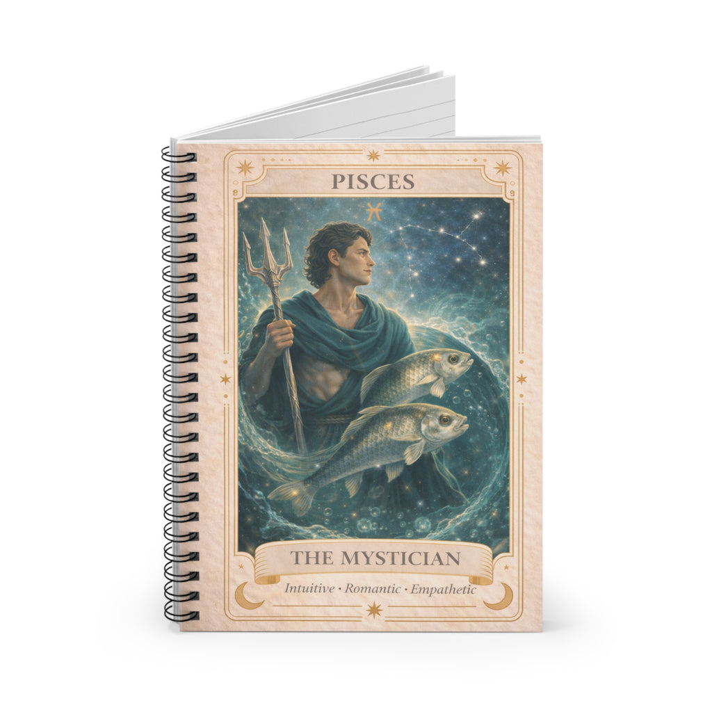 Pisces Tarot Spiral Notebook — "The Mystician" Astrology Journal (Ruled)