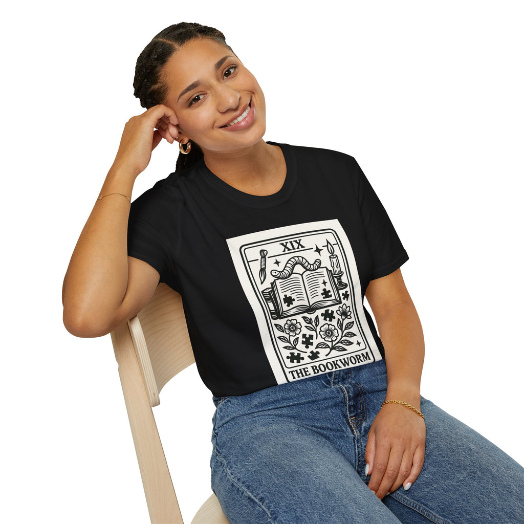 The Bookworm Tarot Card T-Shirt | Vintage Book Illustration, Reading Lover Tee