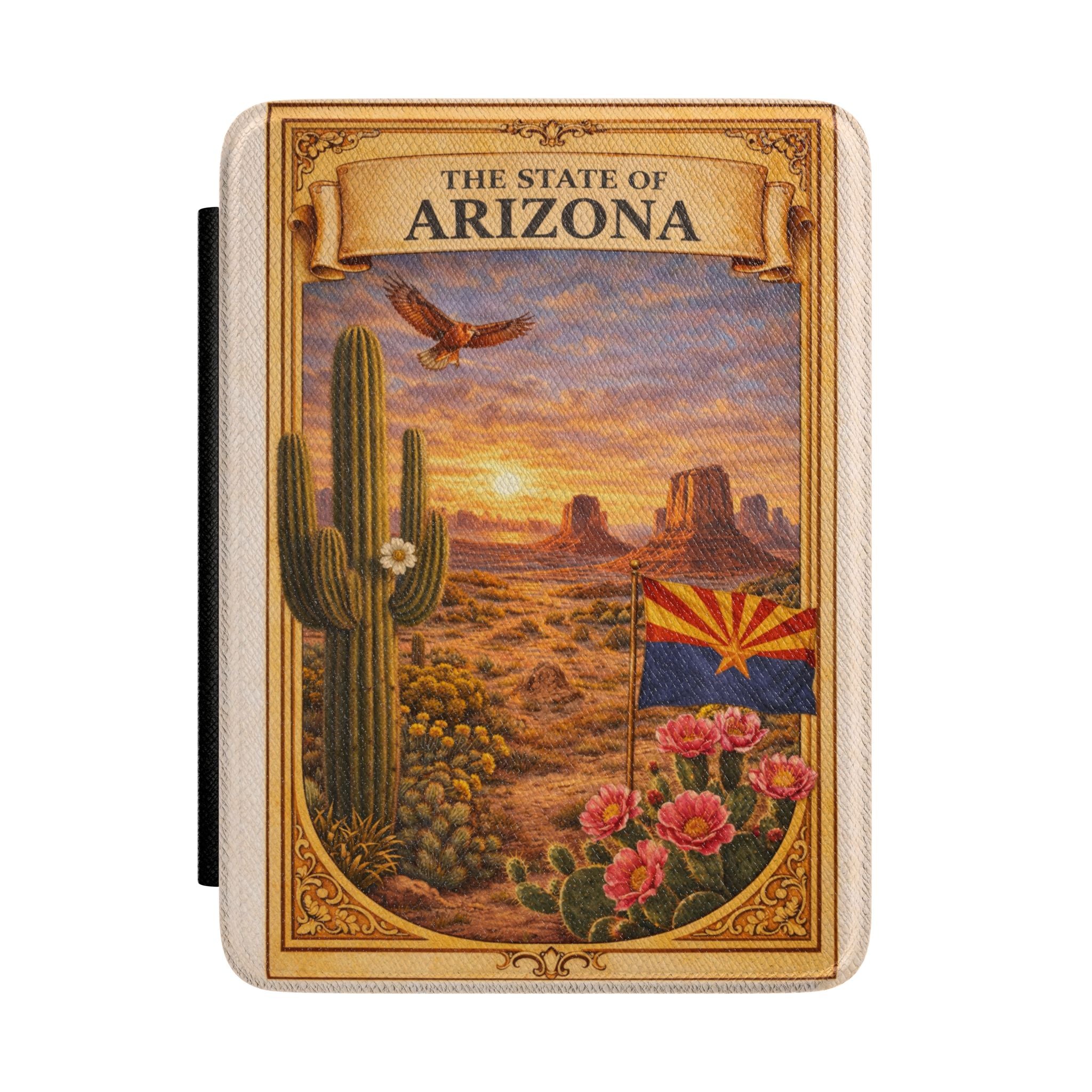 Arizona Desert Sunset Kindle Case | State Flag Cactus Landscape