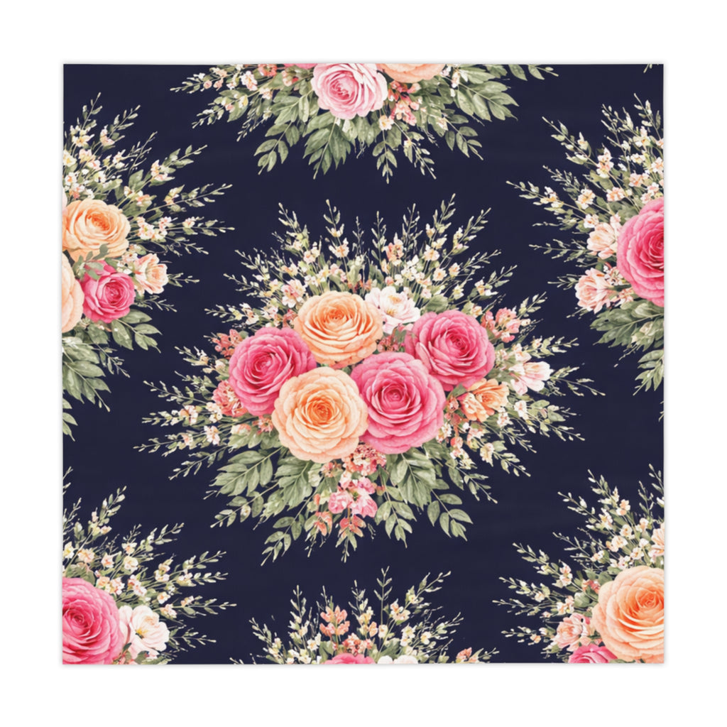 Vintage Pink Rose Bouquet Tablecloth | Floral Table Linen