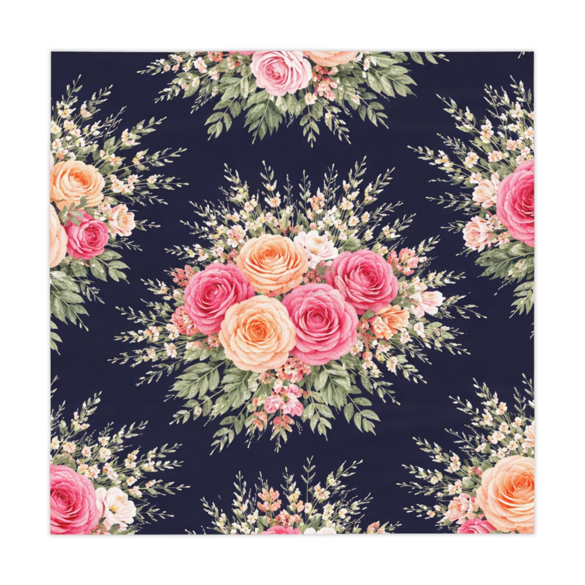 Vintage Pink Rose Bouquet Tablecloth | Floral Table Linen