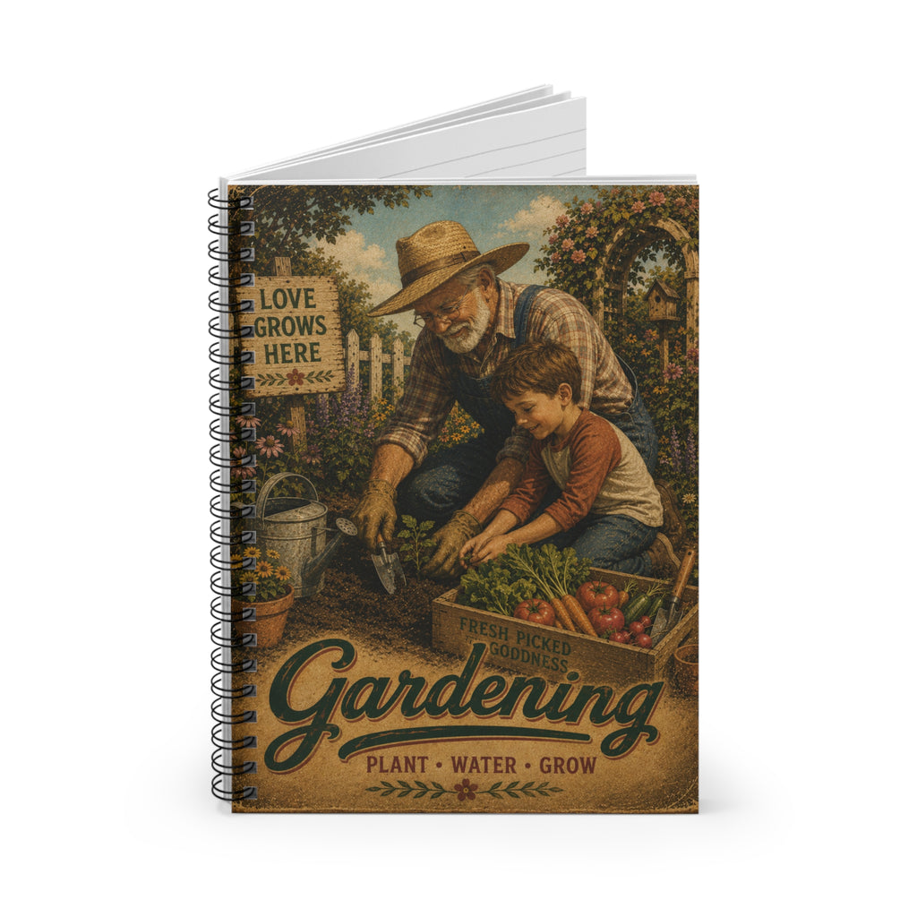 Gardening Grandpa and Child Spiral Notebook | Ruled Garden Journal