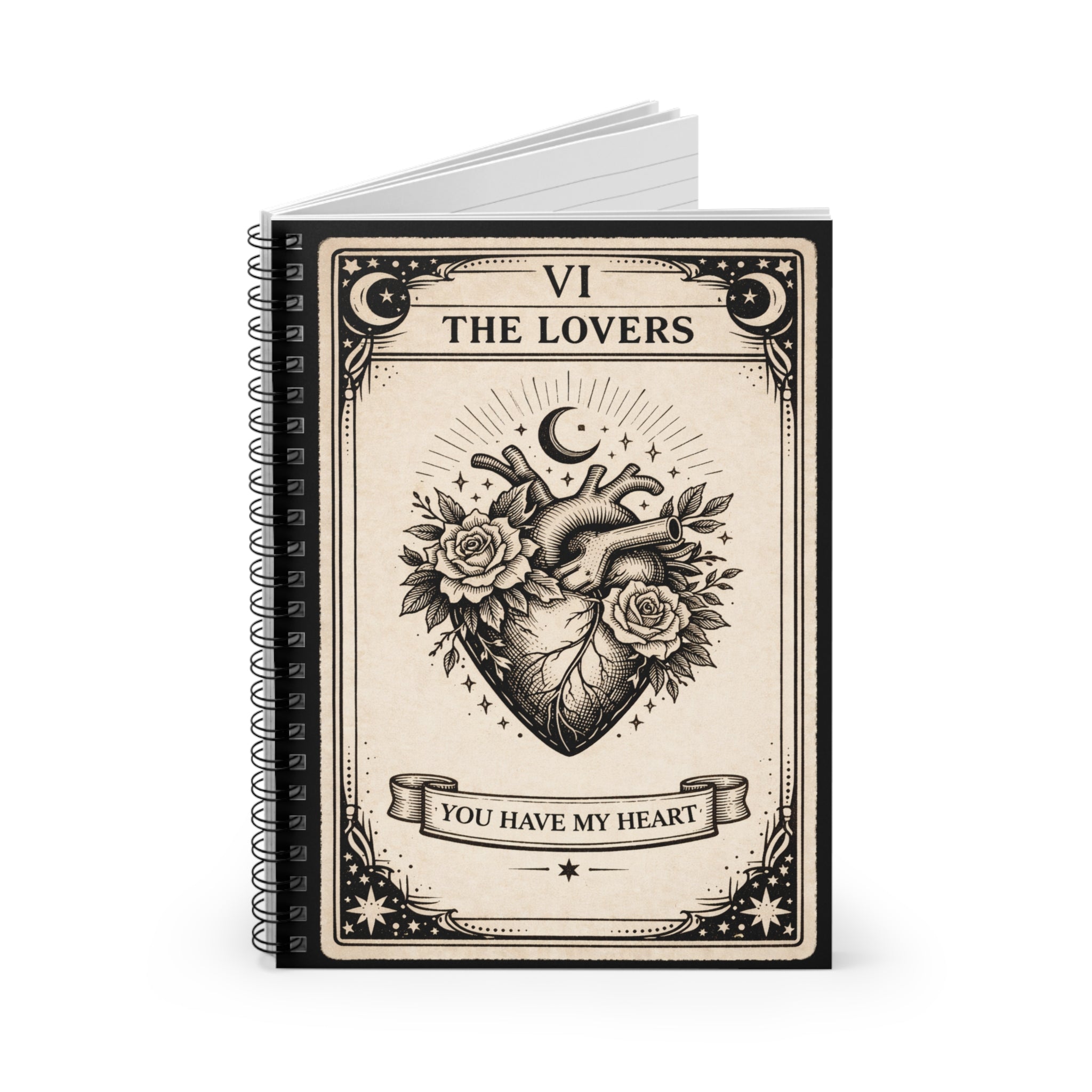 Tarot 'The Lovers' Spiral Notebook — You Have My Heart Ruled Journal