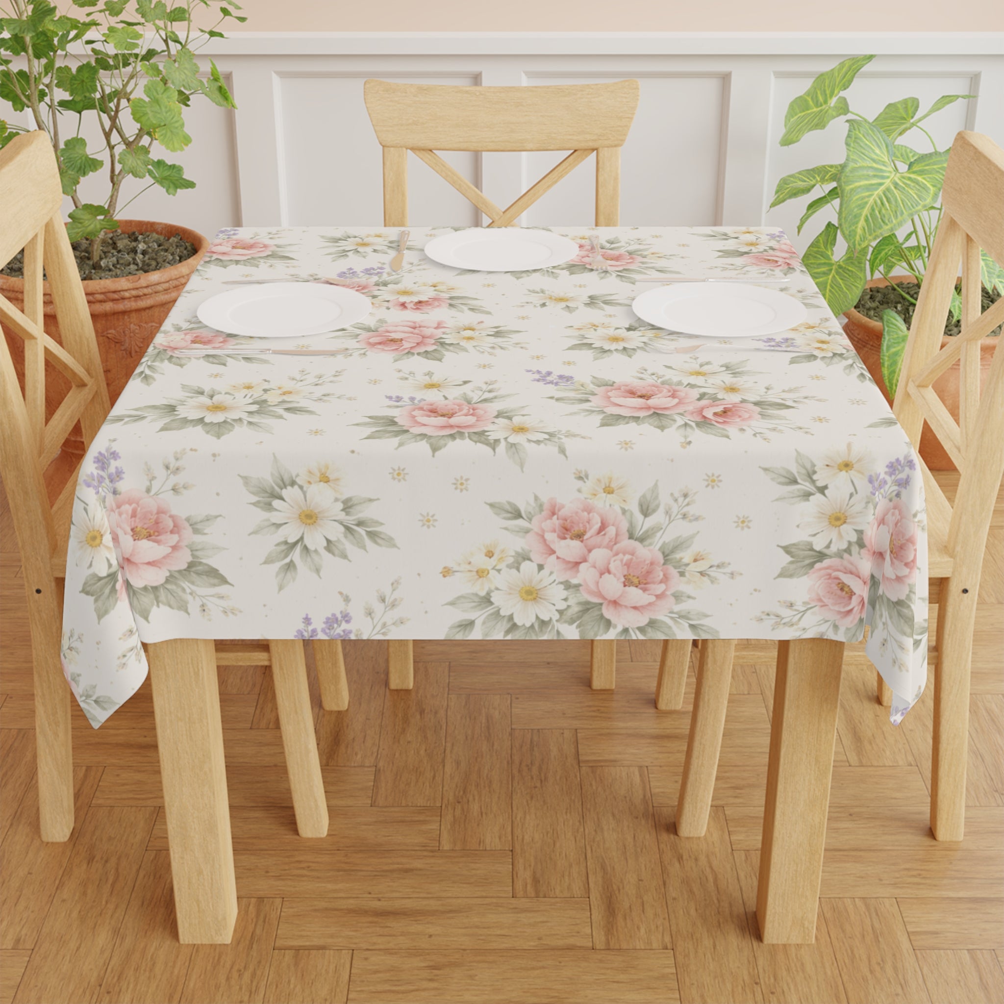 Vintage Pink Rose Bouquet Tablecloth | Cottagecore Floral Dining Decor