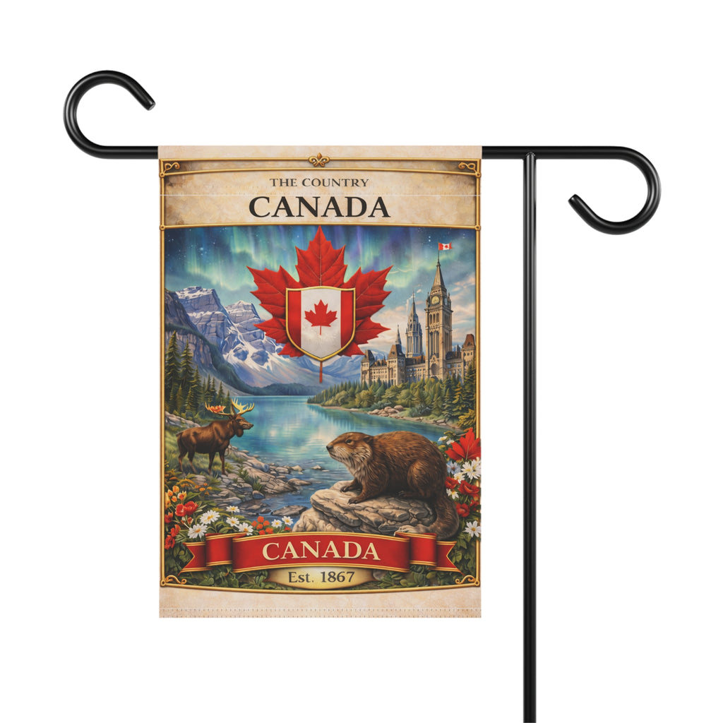 Canada Scenic Maple Leaf Banner Garden Flag | House Banner, Moose & Beaver