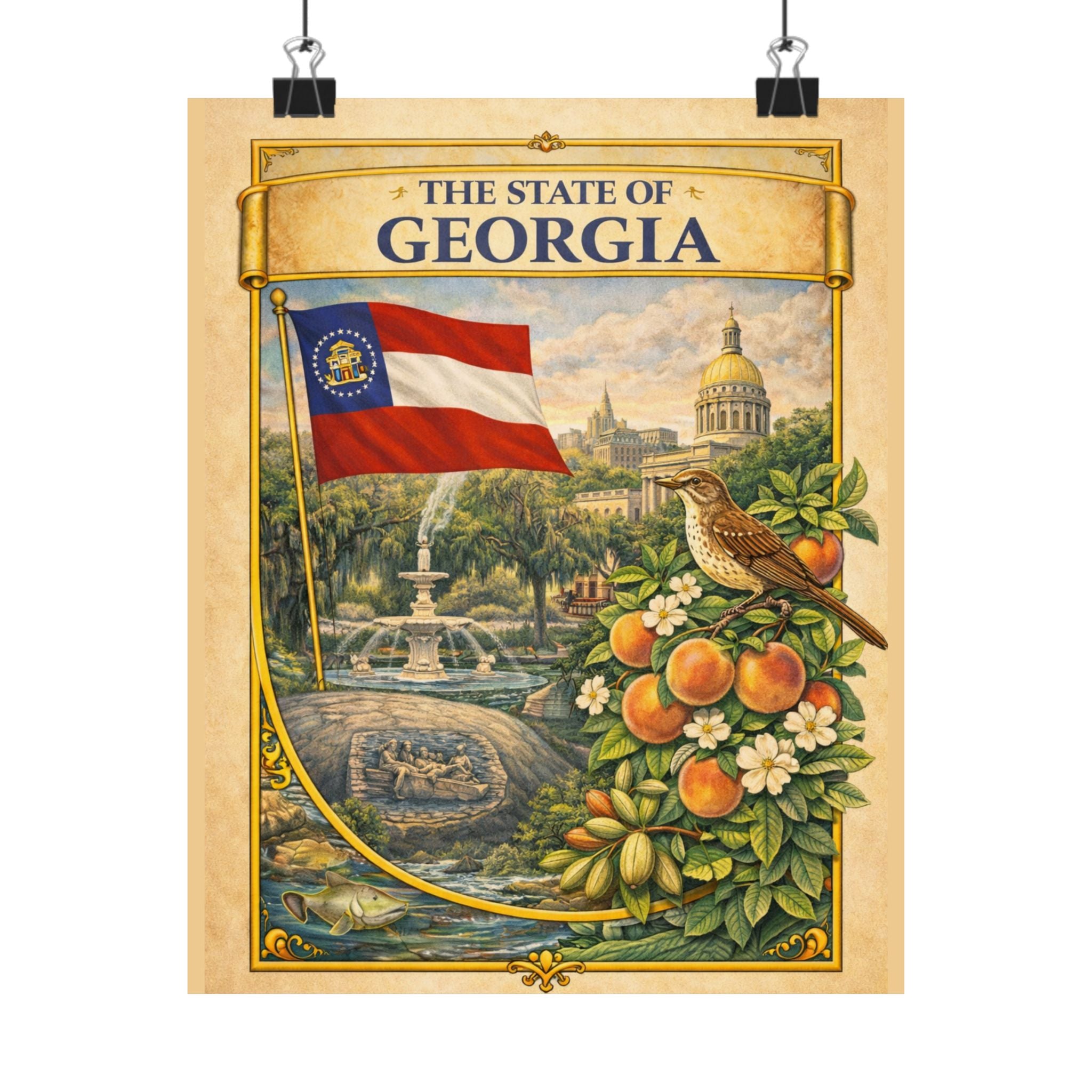 Georgia Poster - Georgia Wall Art - Georgia Decor - State Poster - Georgia Gift - Travel Wall Art - Vintage Style Poster