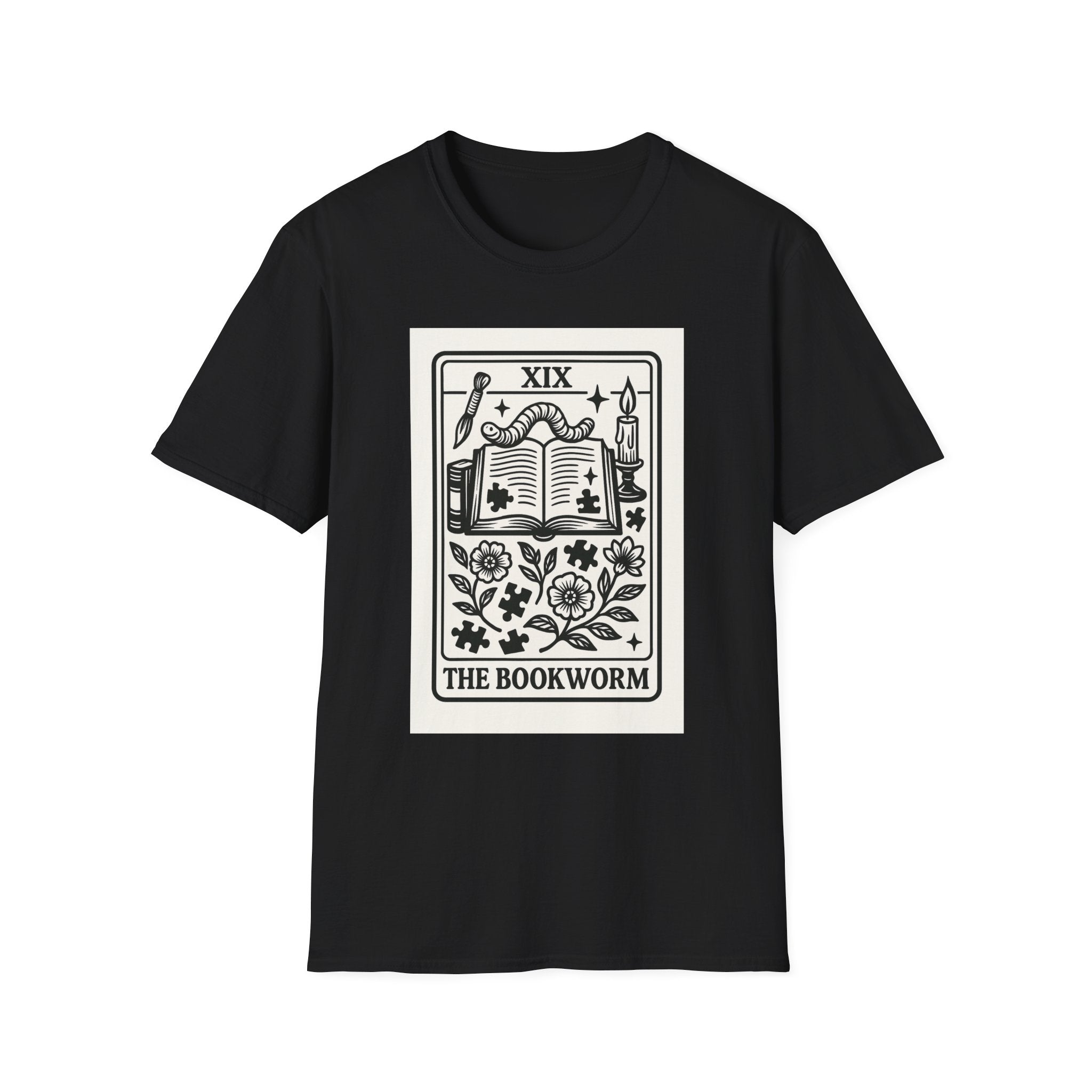 The Bookworm Tarot Card T-Shirt | Vintage Book Illustration, Reading Lover Tee