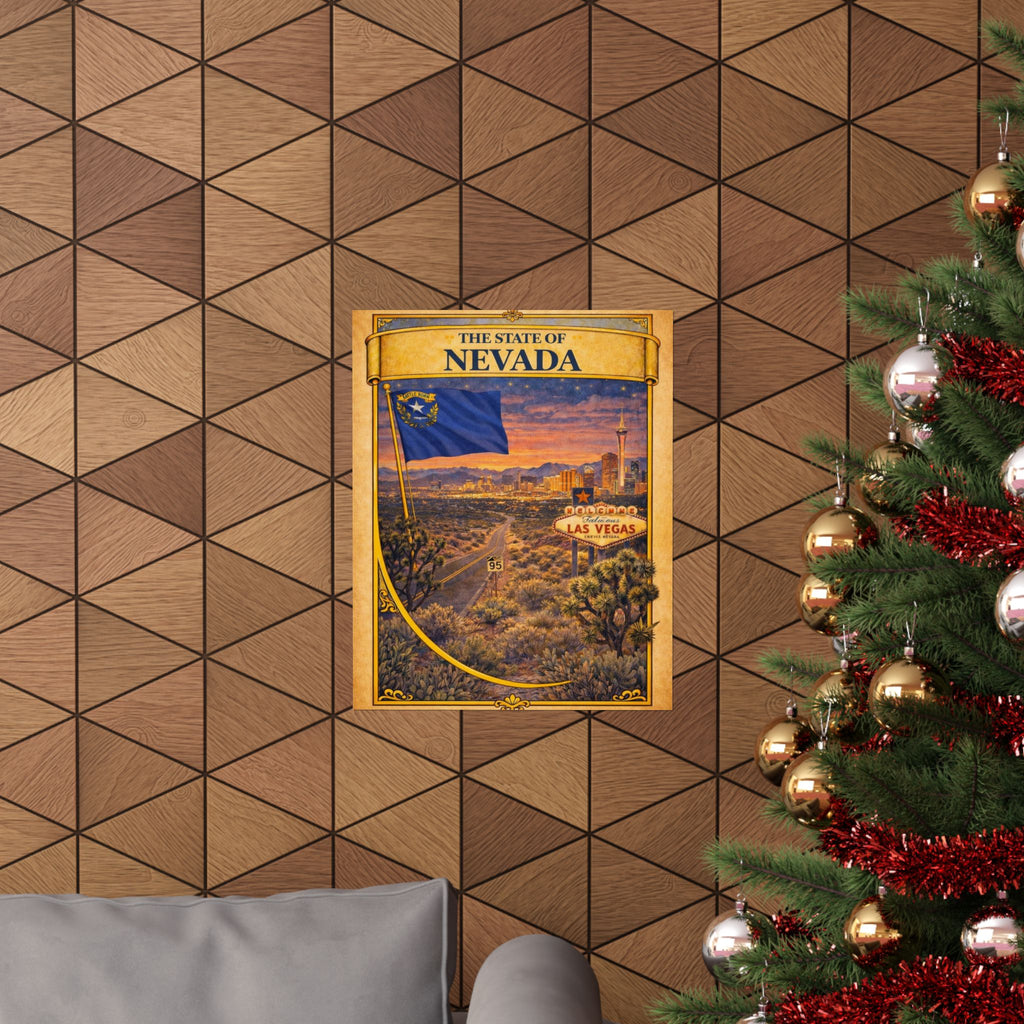 Nevada Vintage Travel Poster Matte Vertical Poster | Las Vegas State Flag