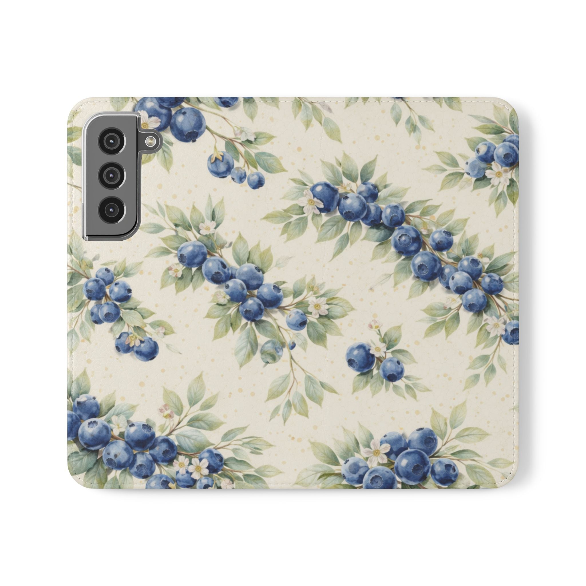 Blueberry Watercolor Pattern Flip Case | Phone Wallet, Card Slots