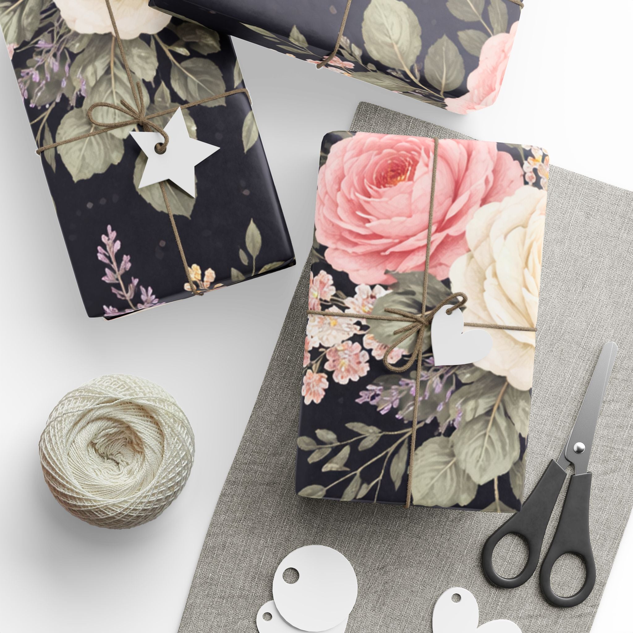 Vintage Pink Roses Wrapping Paper | Floral Gift Wrap Roll