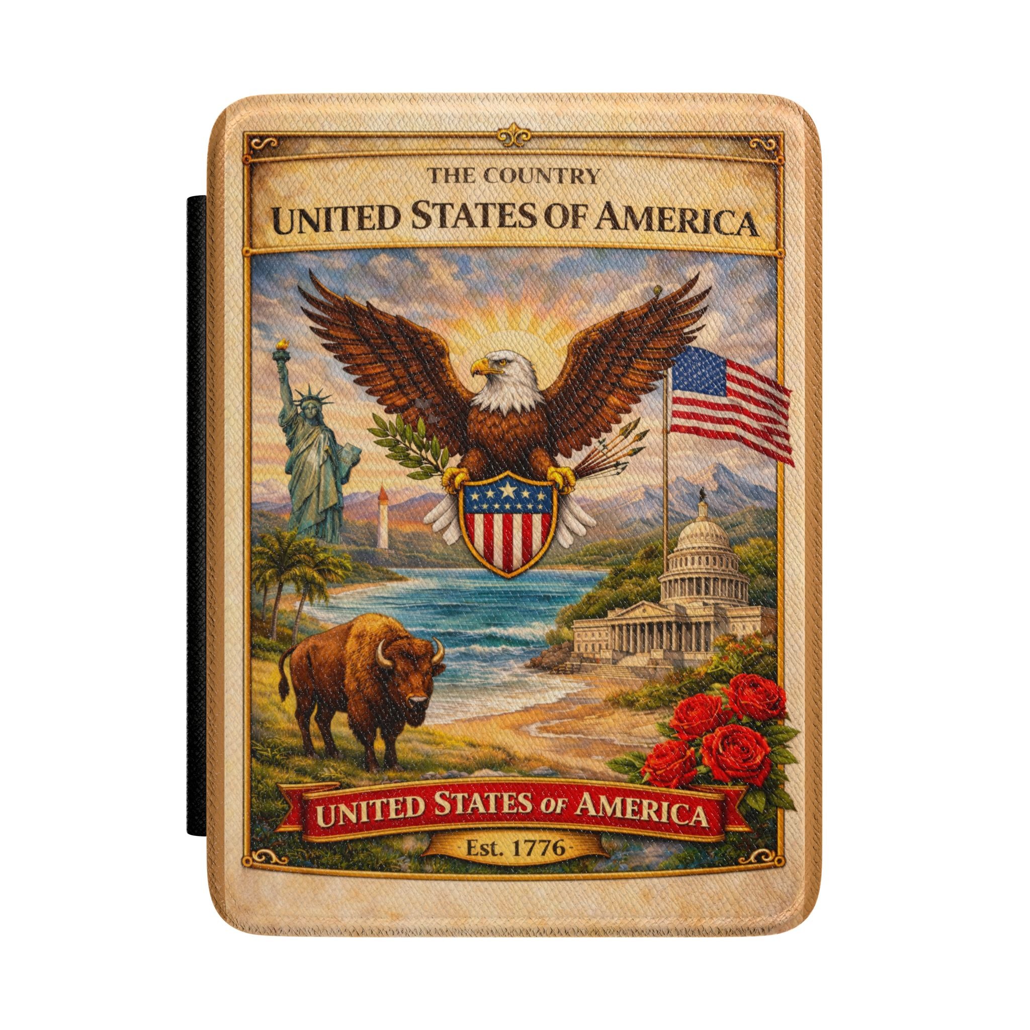Vintage Patriotic Eagle Shield Kindle Case | United States America Design