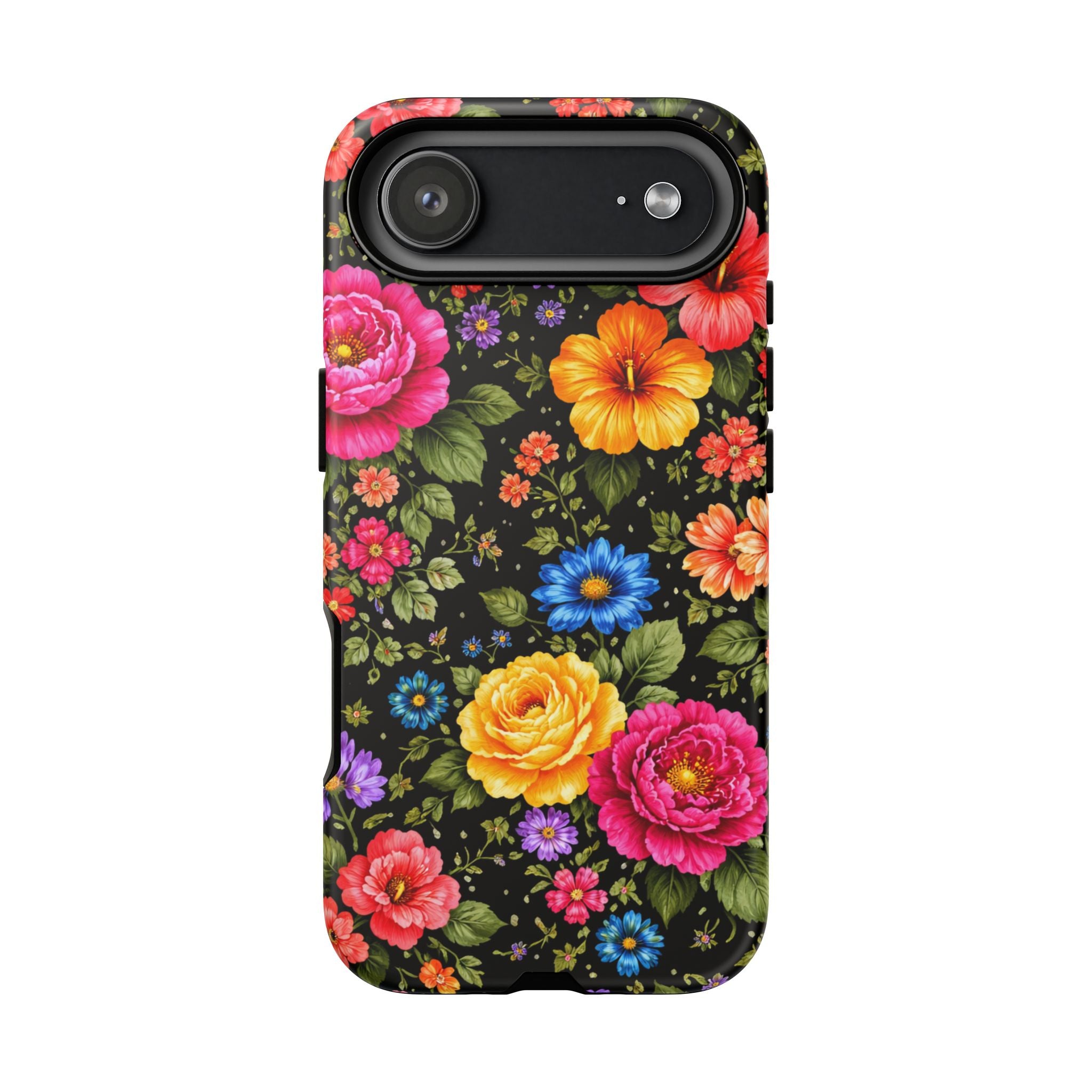 Vintage Floral Pattern Phone Case | Colorful Roses on Black