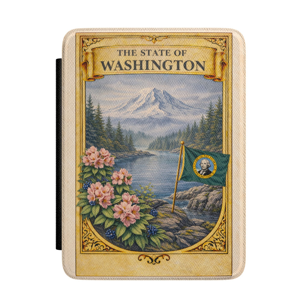 The State of Washington Kindle Case | Mount Rainier Flag Floral Design