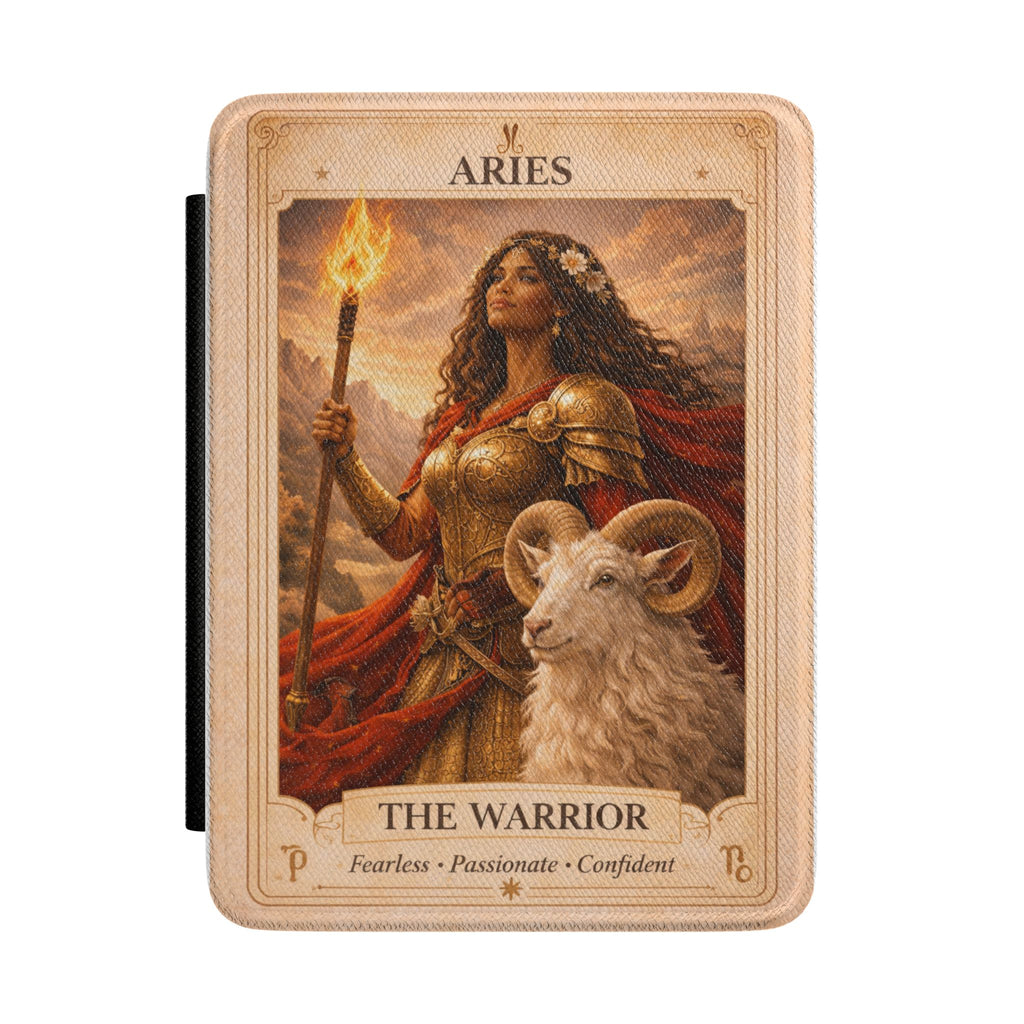 Aries The Warrior tarot art Kindle Case | Zodiac ram, fierce warrior illustration