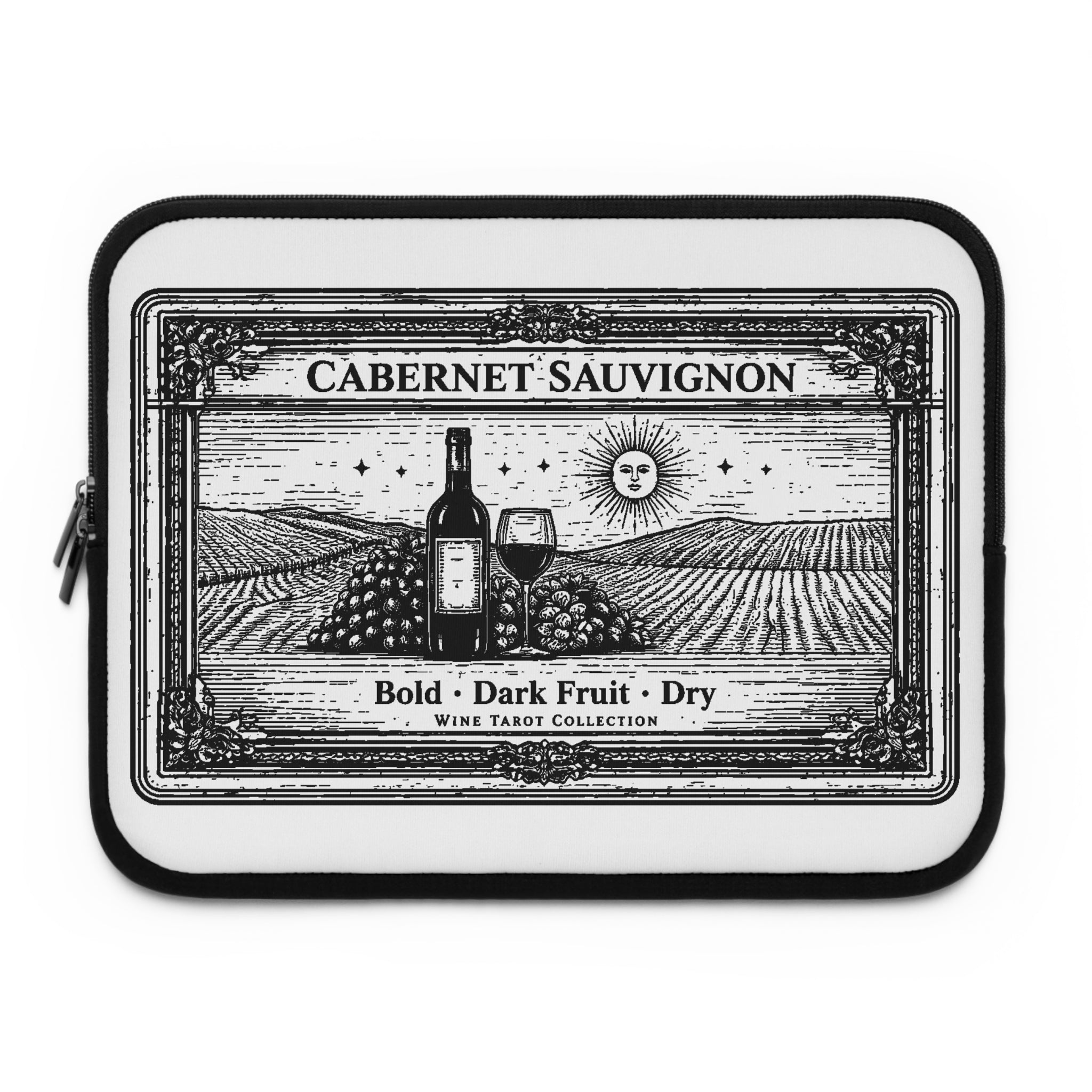 Cabernet Sauvignon Wine Label Laptop Sleeve | Vintage Vineyard Illustration