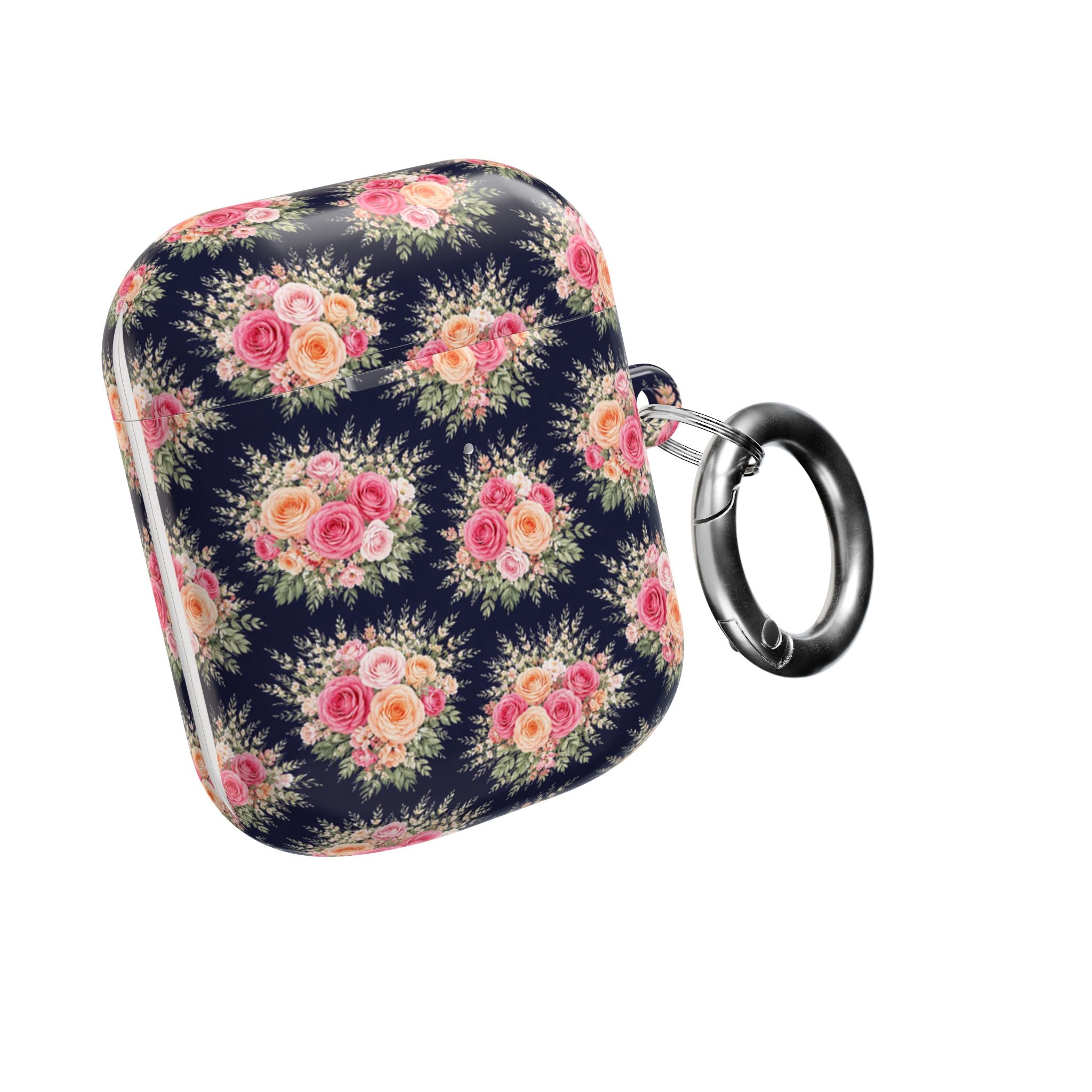 Vintage Floral Bouquet AirPod Case | Pink Roses on Navy