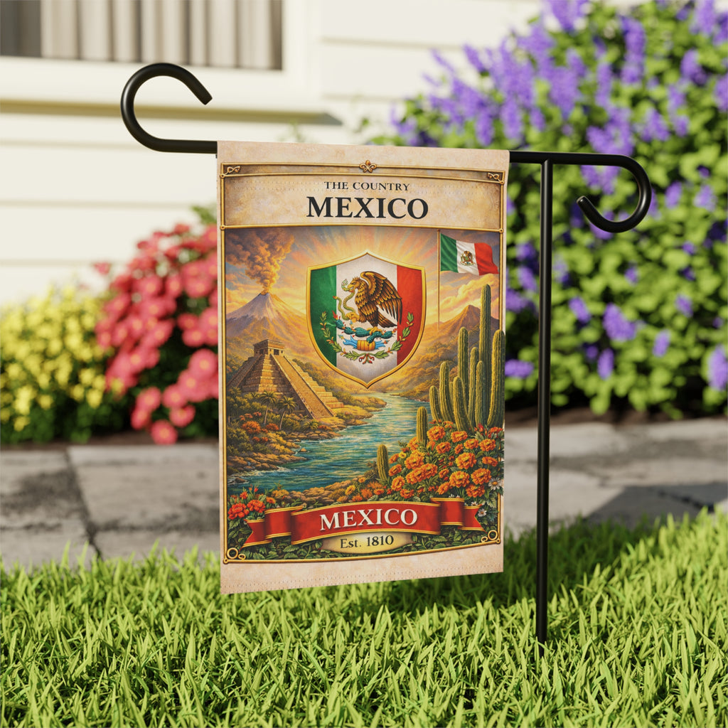 Mexico vintage crest garden flag | Garden Banner