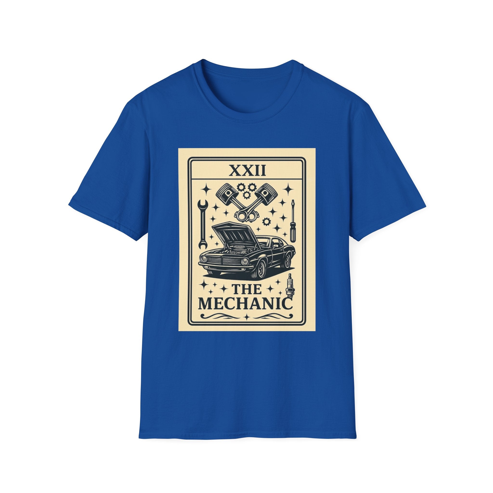 Tarot Mechanic Illustration T-Shirt | The Mechanic card, car engine tools