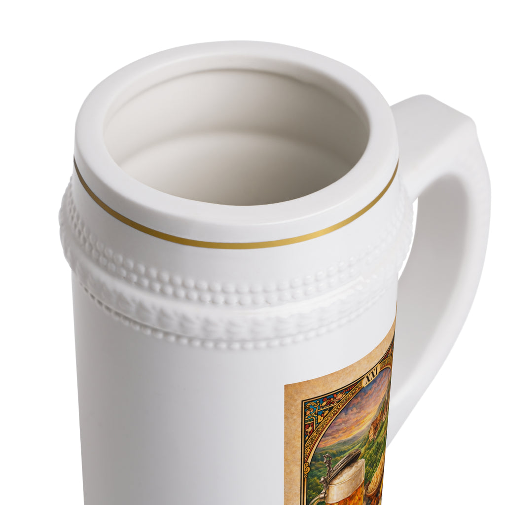 German Beer Stein Mug – Oktoberfest Vintage Beer, Pretzel & Sausage Ceramic Stein