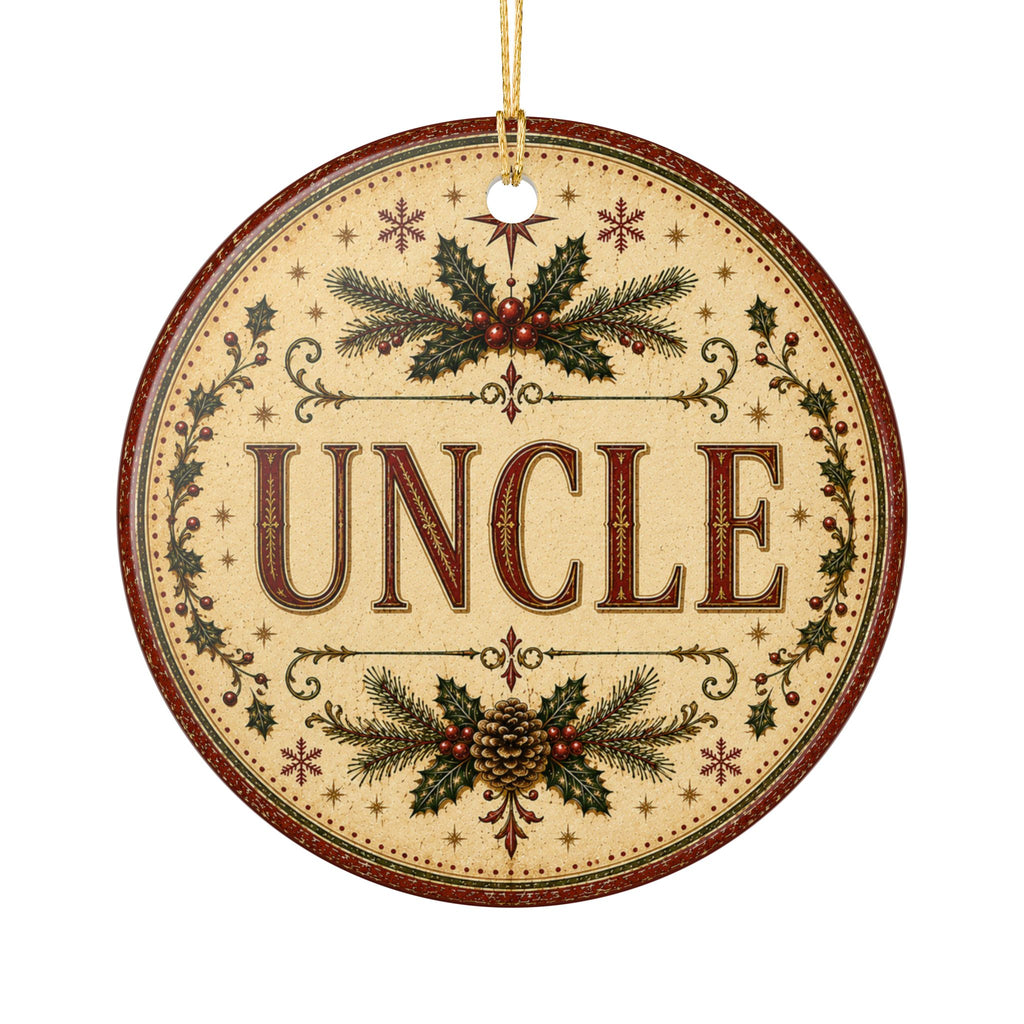 Uncle Christmas Ornament | Ceramic Round Holiday Decoration