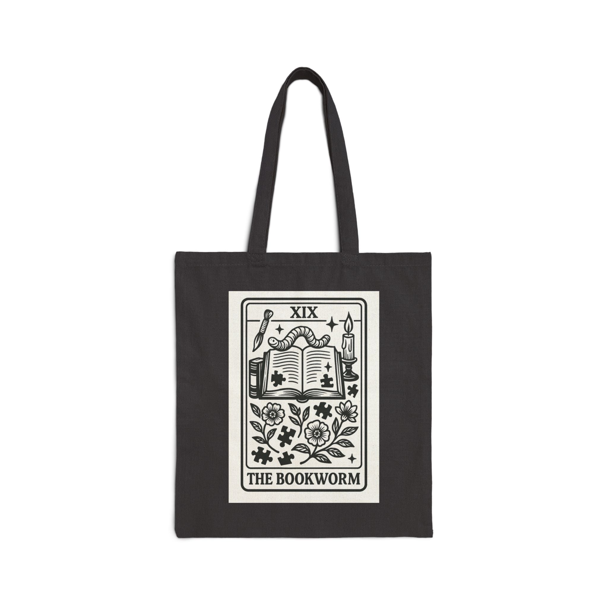The Bookworm Tote Bag | Tarot Style Open Book Illustration, Reading Lover