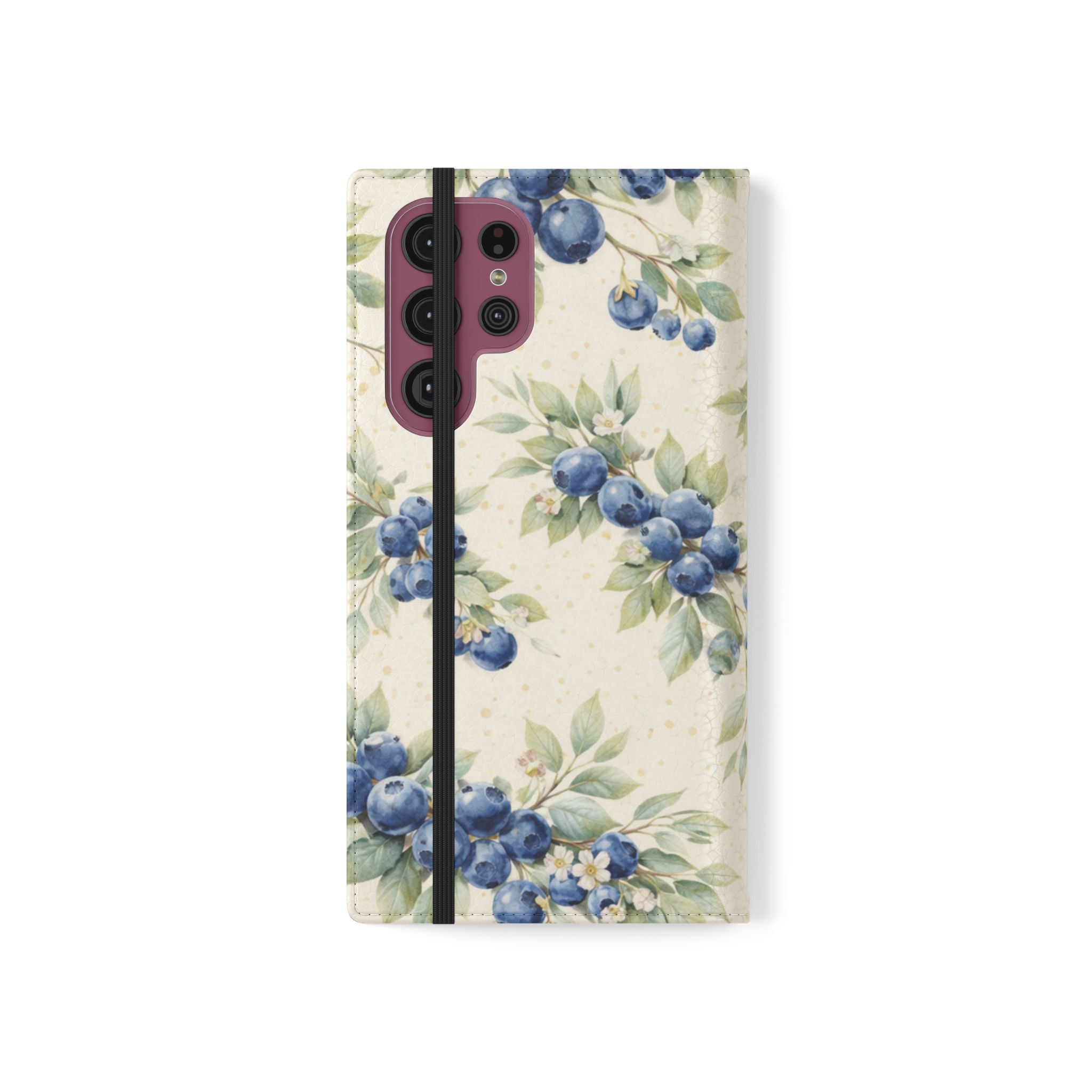 Blueberry Watercolor Pattern Flip Case | Phone Wallet, Card Slots