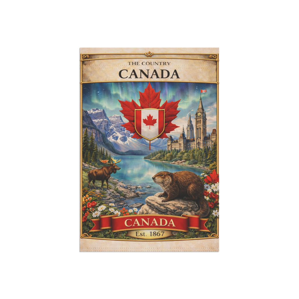 Canada Scenic Maple Leaf Banner Garden Flag | House Banner, Moose & Beaver