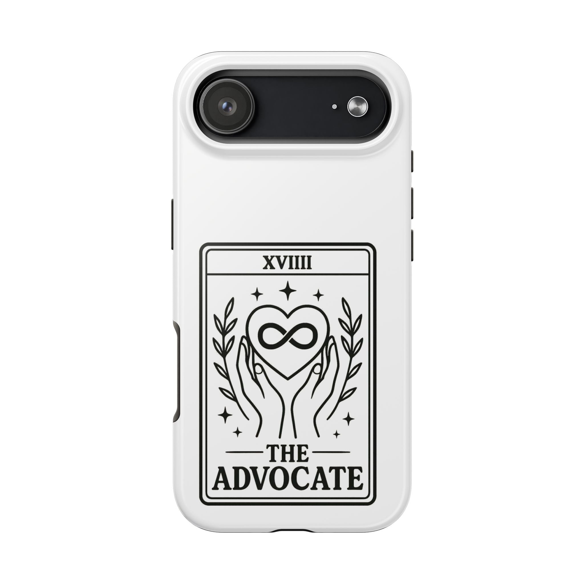 The Advocate tarot card Phone Case | infinity heart hands design
