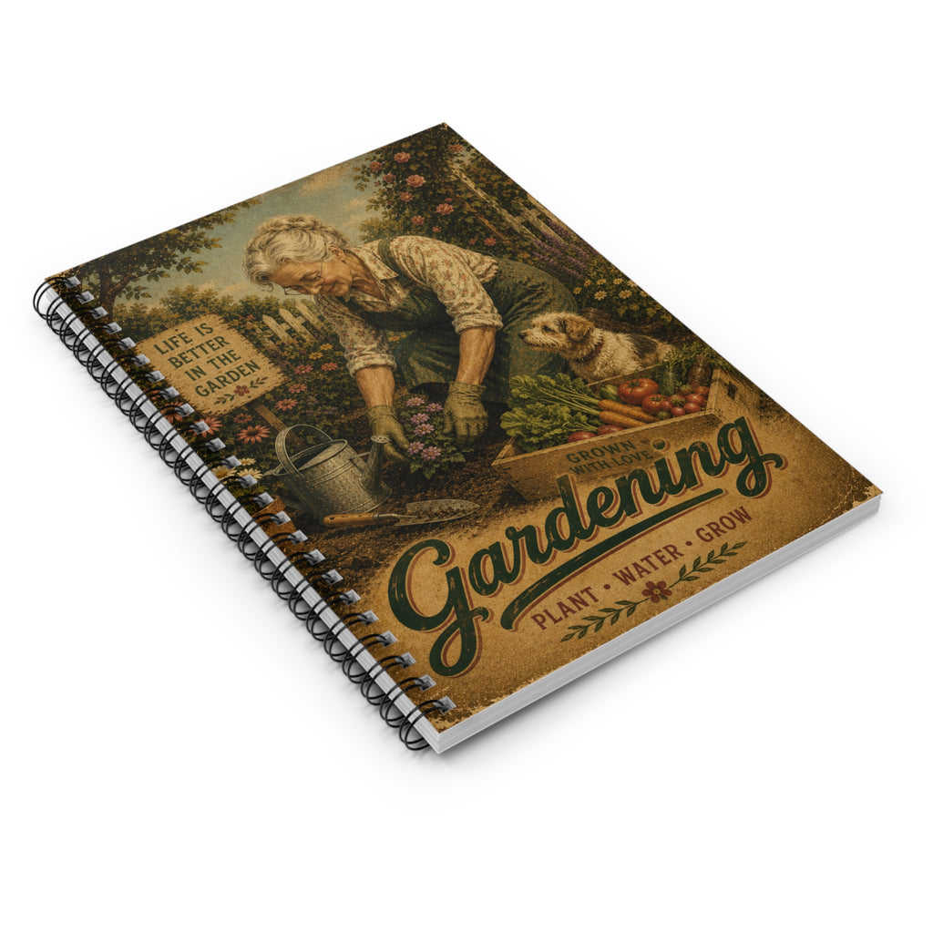 Vintage Gardening Illustration Spiral Notebook | Ruled Journal
