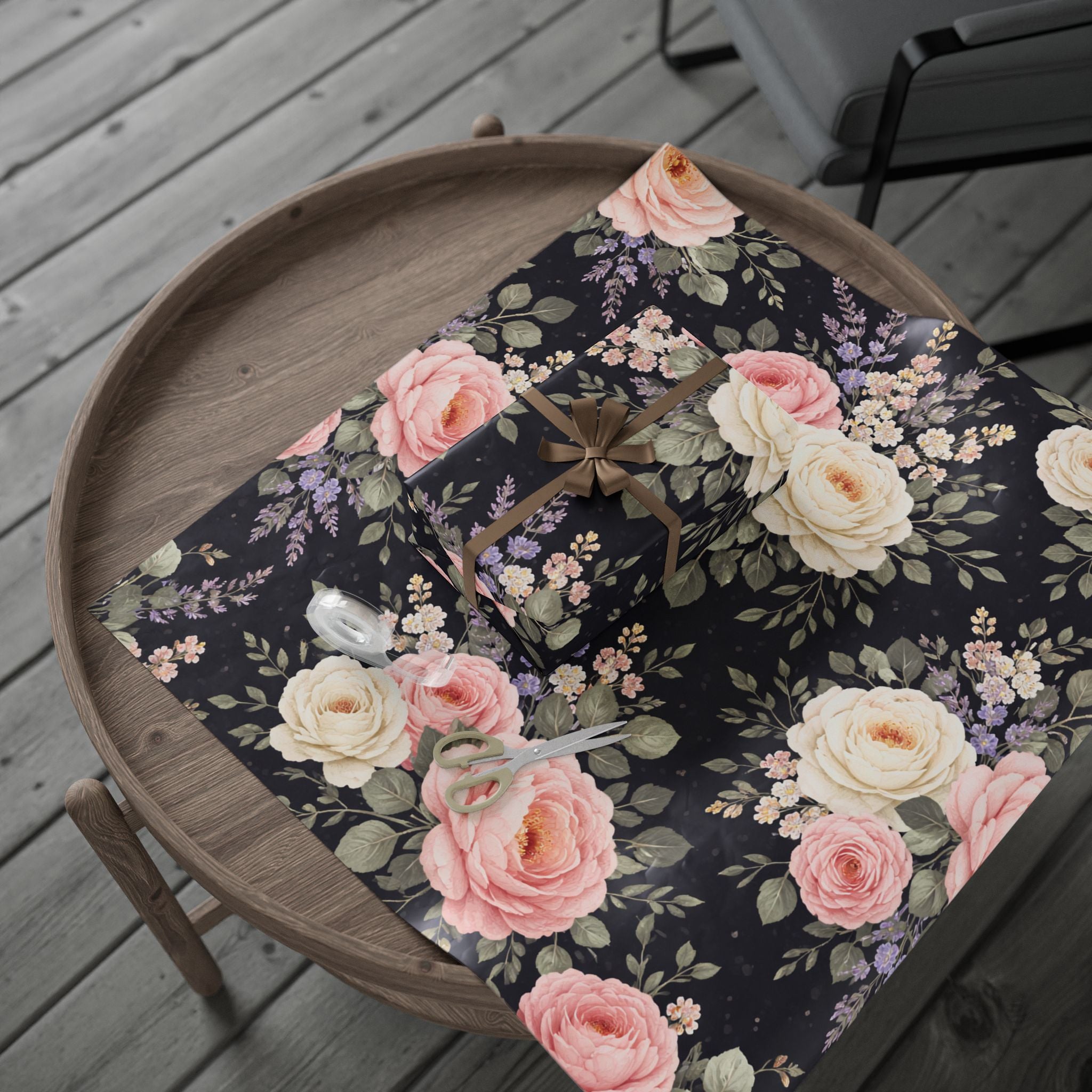 Vintage Pink Roses Wrapping Paper | Floral Gift Wrap Roll