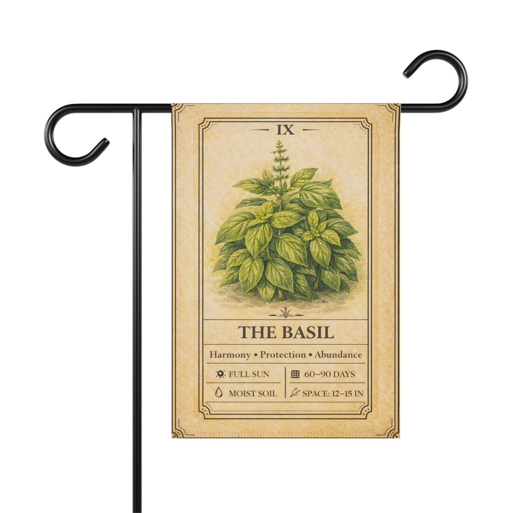 Basil Herb Illustration Garden Flag | Plant Info Banner
