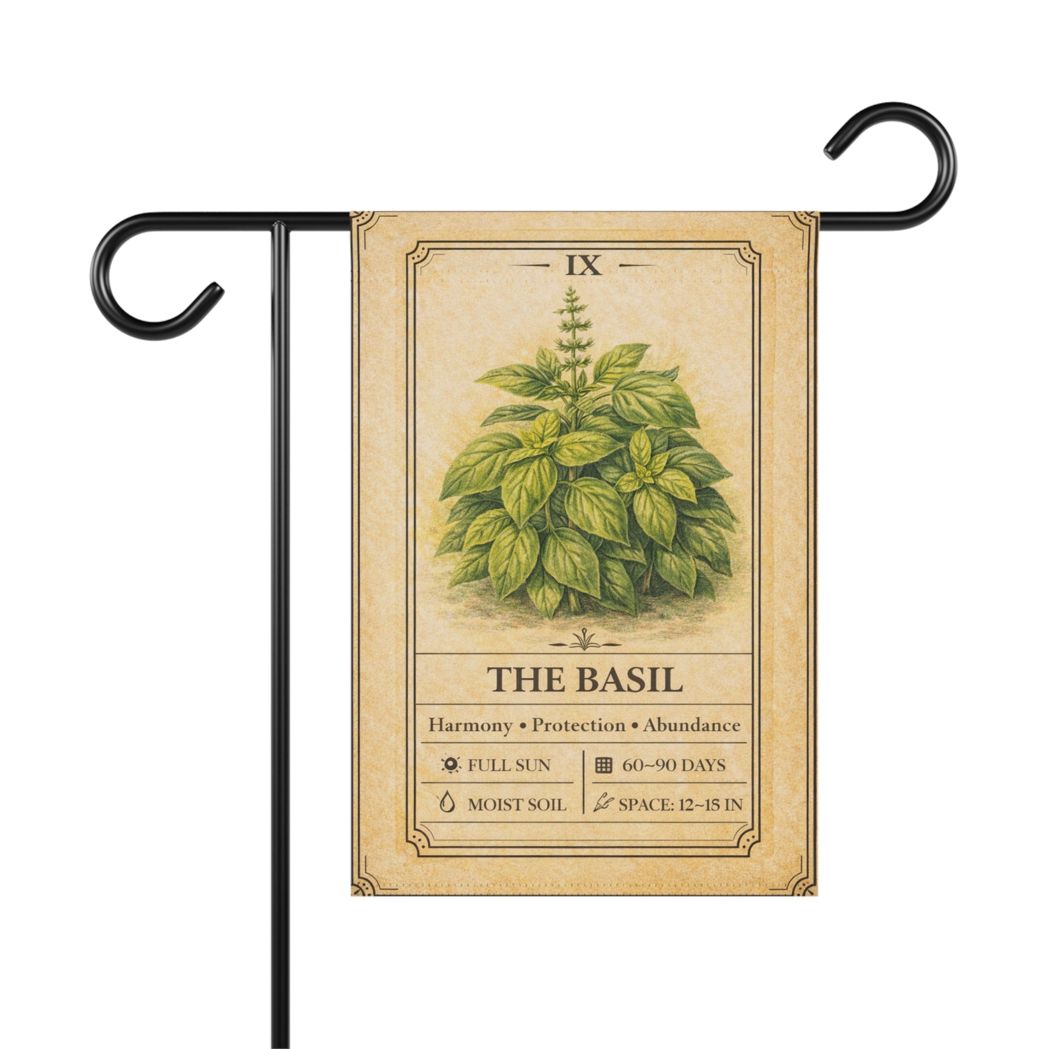 Basil Herb Illustration Garden Flag | Plant Info Banner