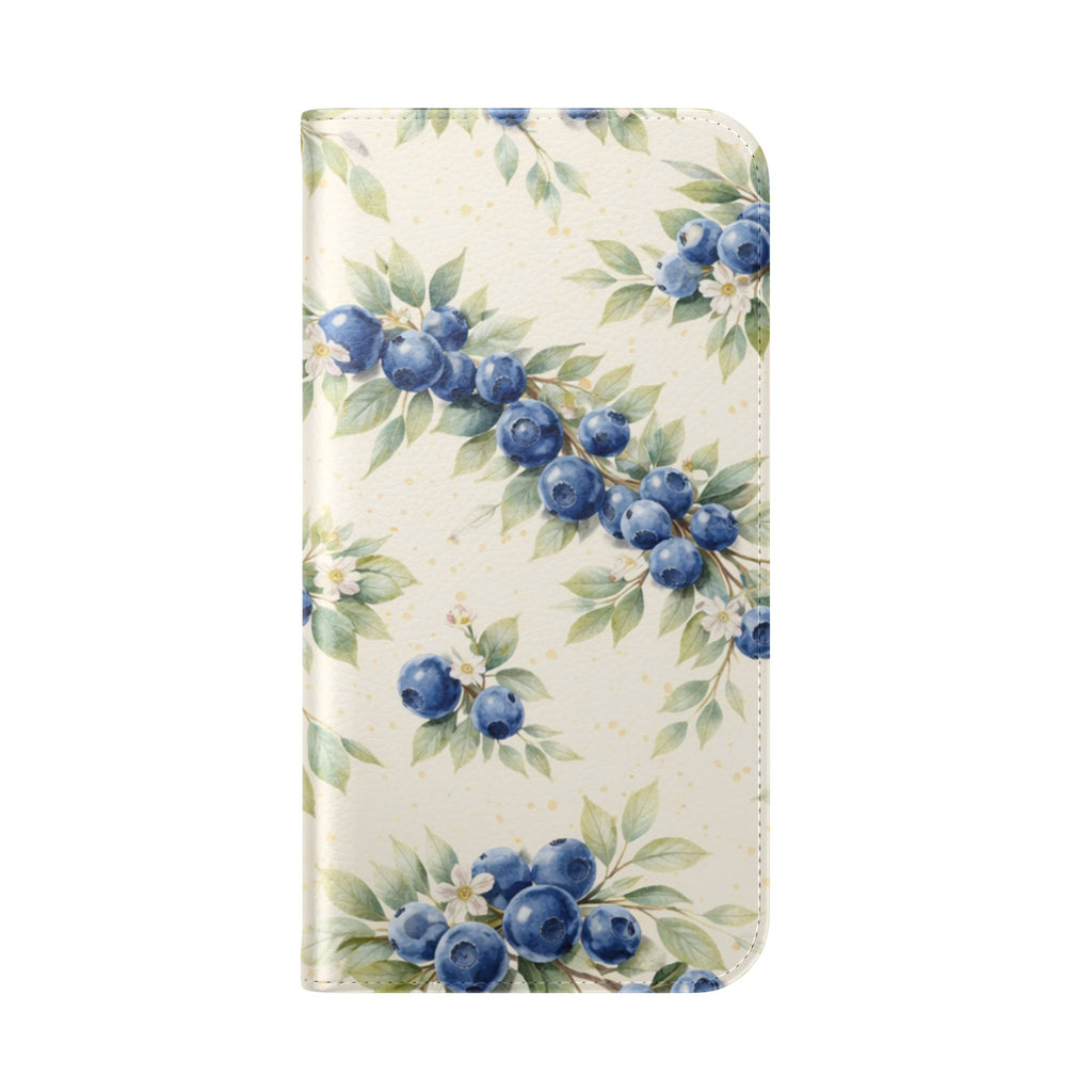 Blueberry Watercolor Pattern Flip Case | Phone Wallet, Card Slots