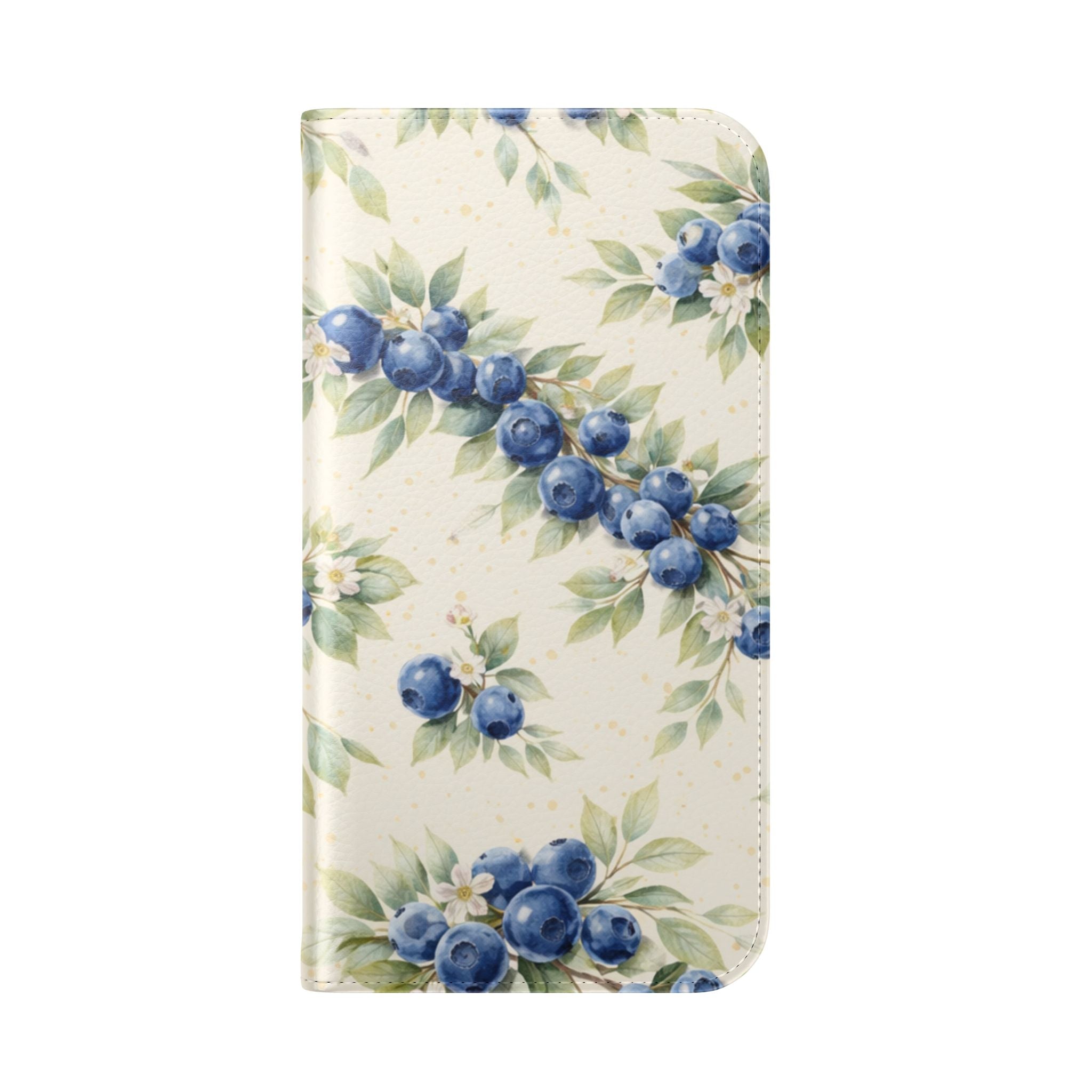 Blueberry Watercolor Pattern Flip Case | Phone Wallet, Card Slots