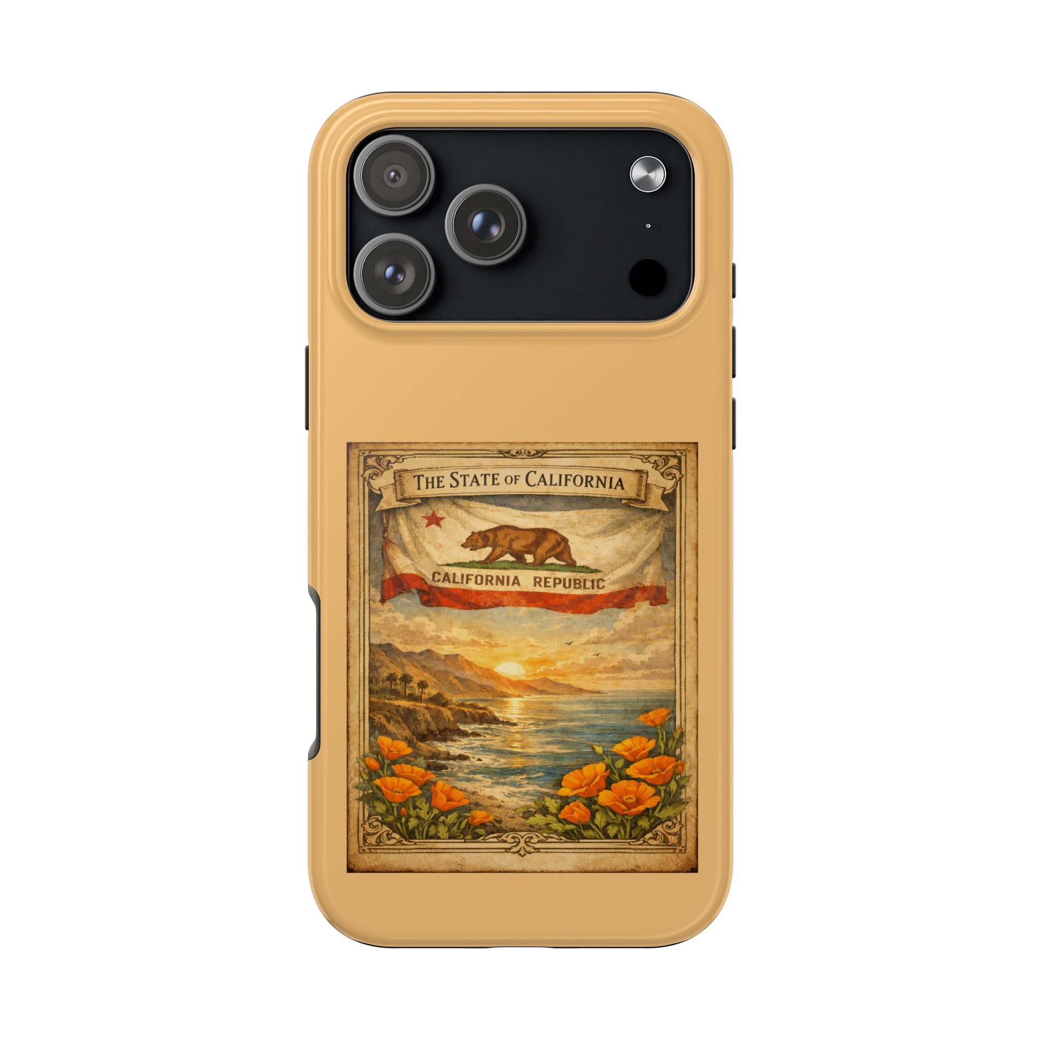 California Republic Vintage Poster phone case | Poppy Coast Sunset tough case