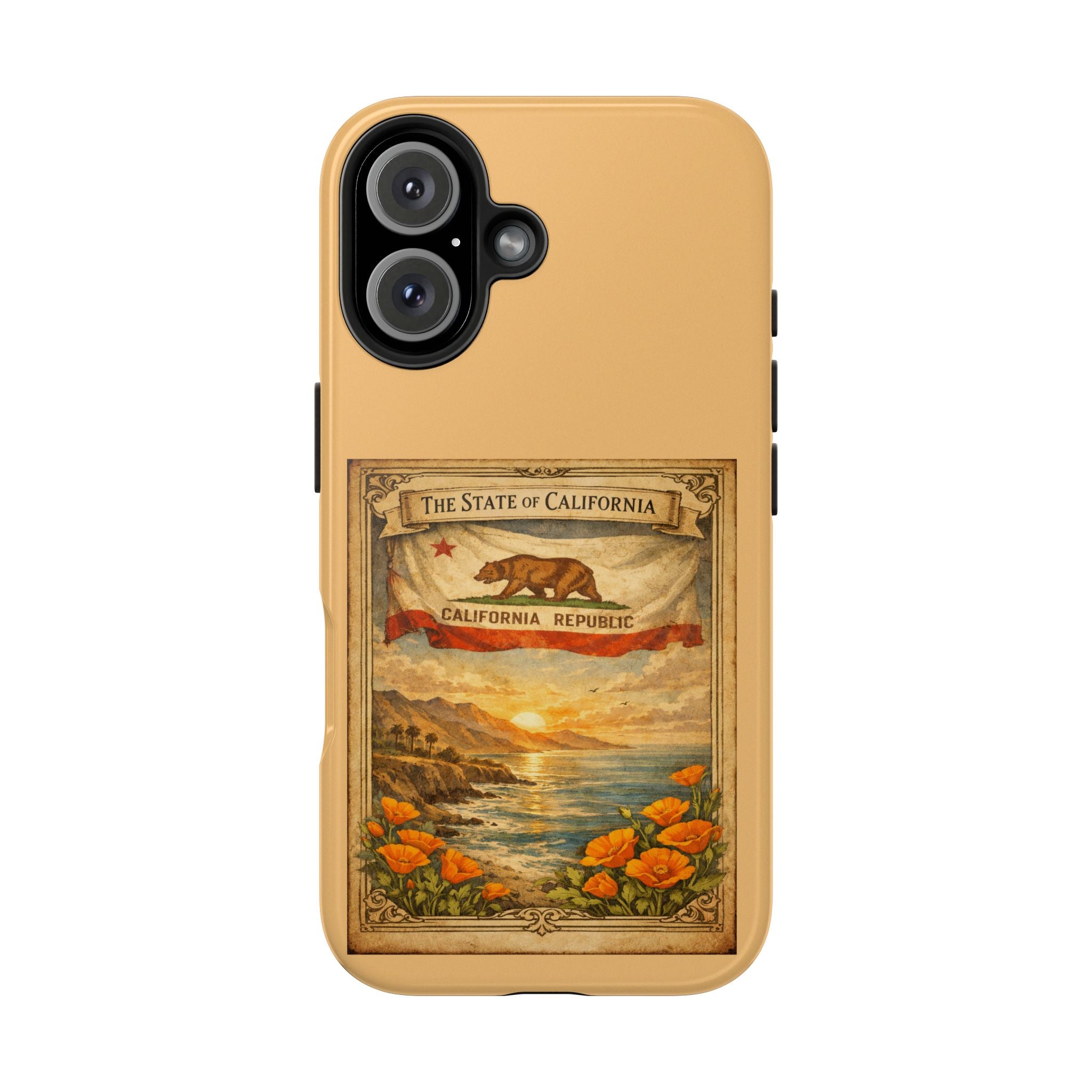 California Republic Vintage Poster phone case | Poppy Coast Sunset tough case