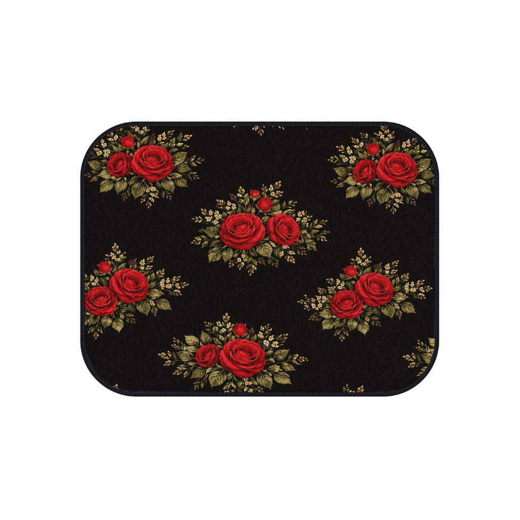 Vintage Red Rose Floral Car Mats