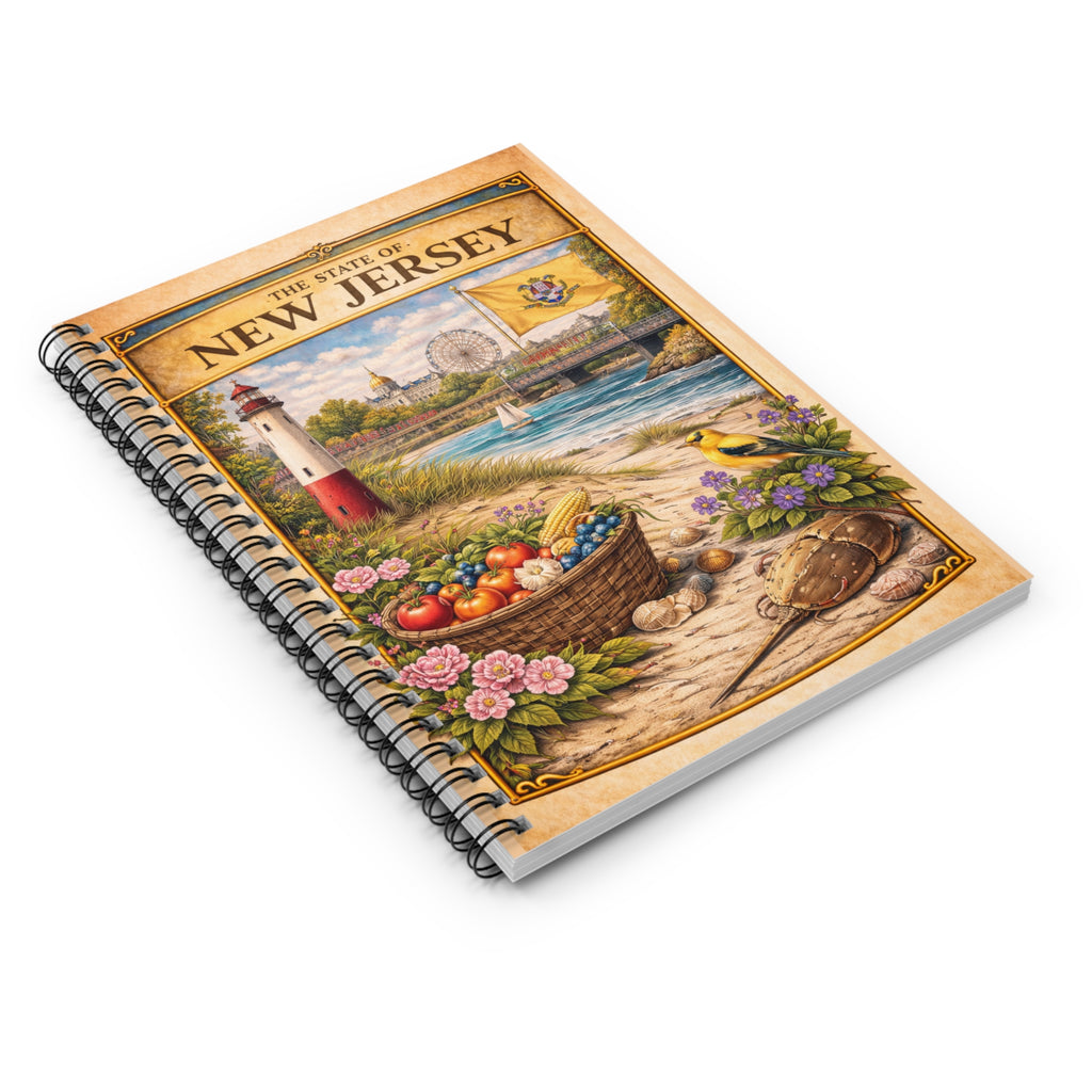 The State of New Jersey Illustrated Cover Spiral Notebook | Ruled Journal
