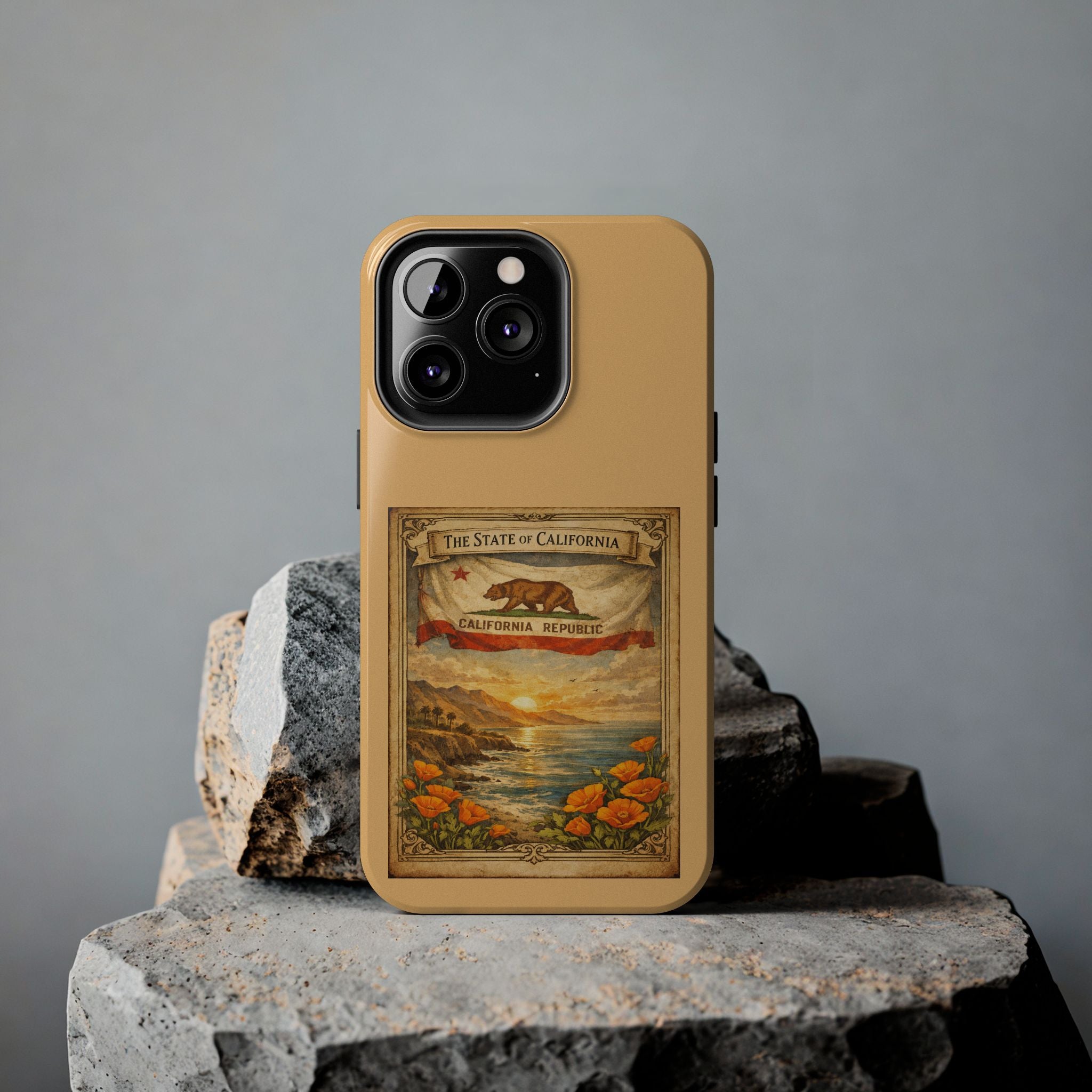 California Republic Vintage Poster phone case | Poppy Coast Sunset tough case