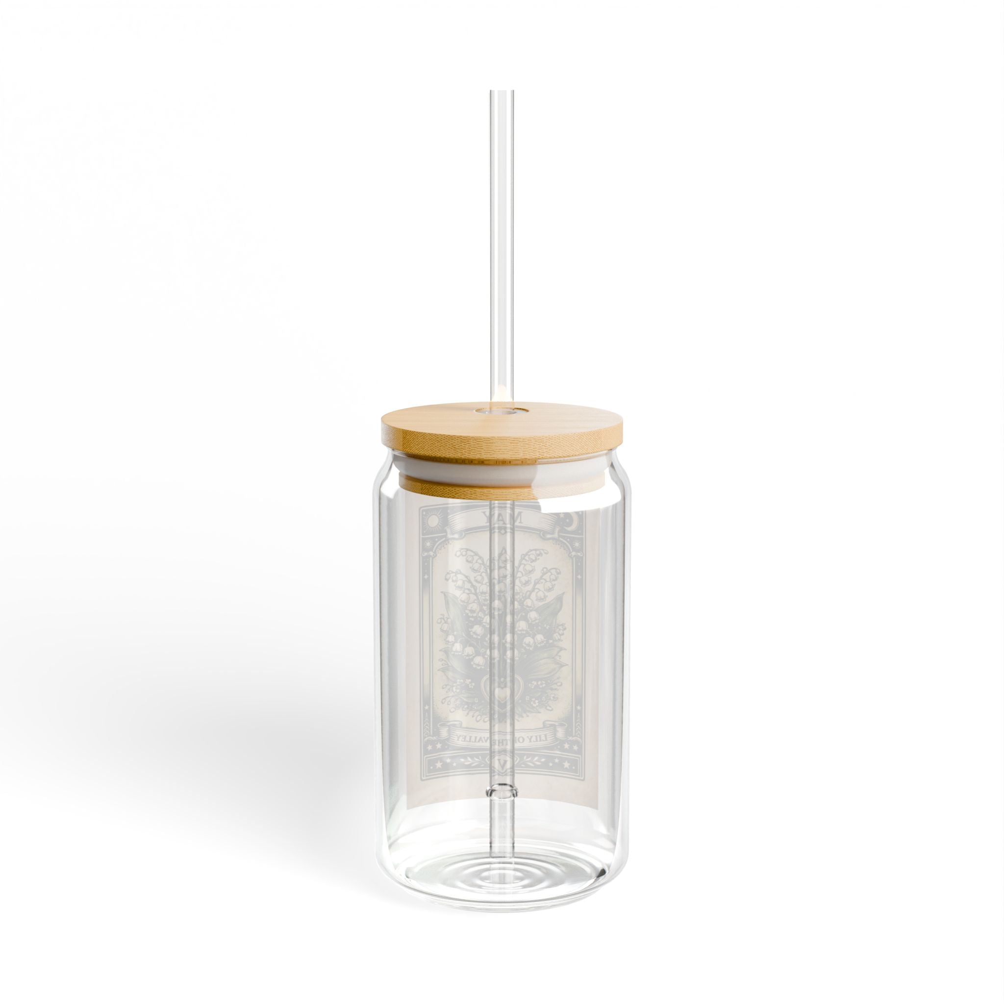May Lily of the Valley Illustration Sipper Glass | 16oz Floral Zodiac Design