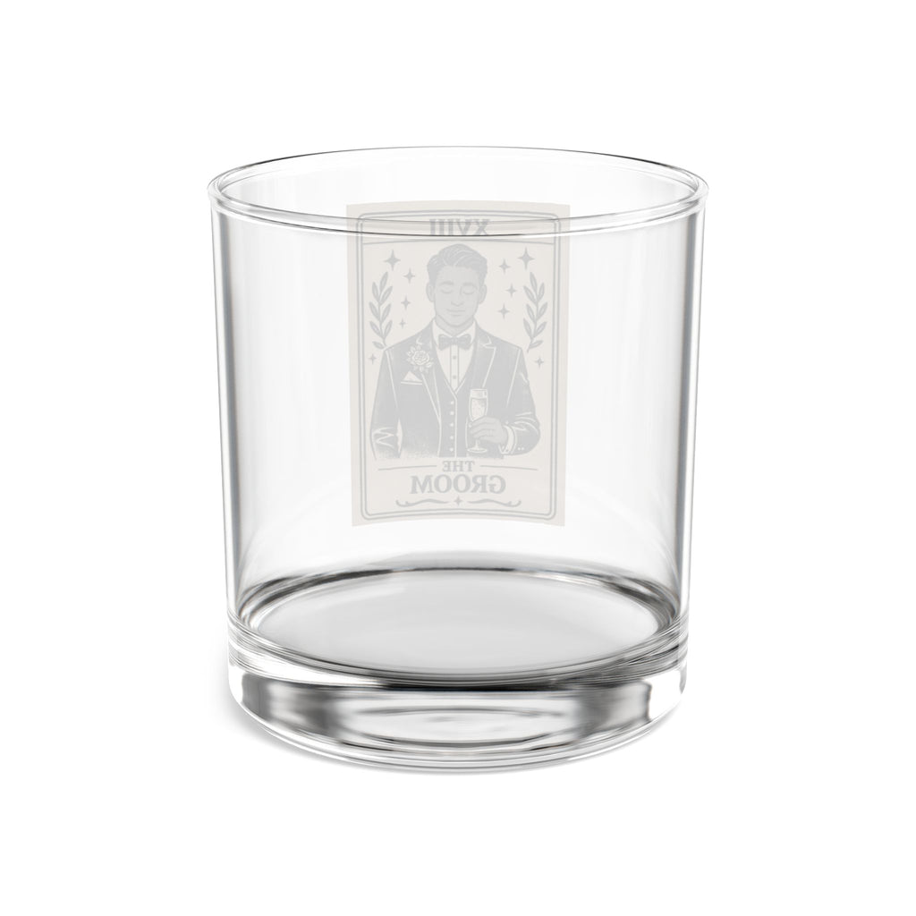 The Groom tarot card Rocks Glass | 10oz Whiskey Glass, Groomsmen Barware