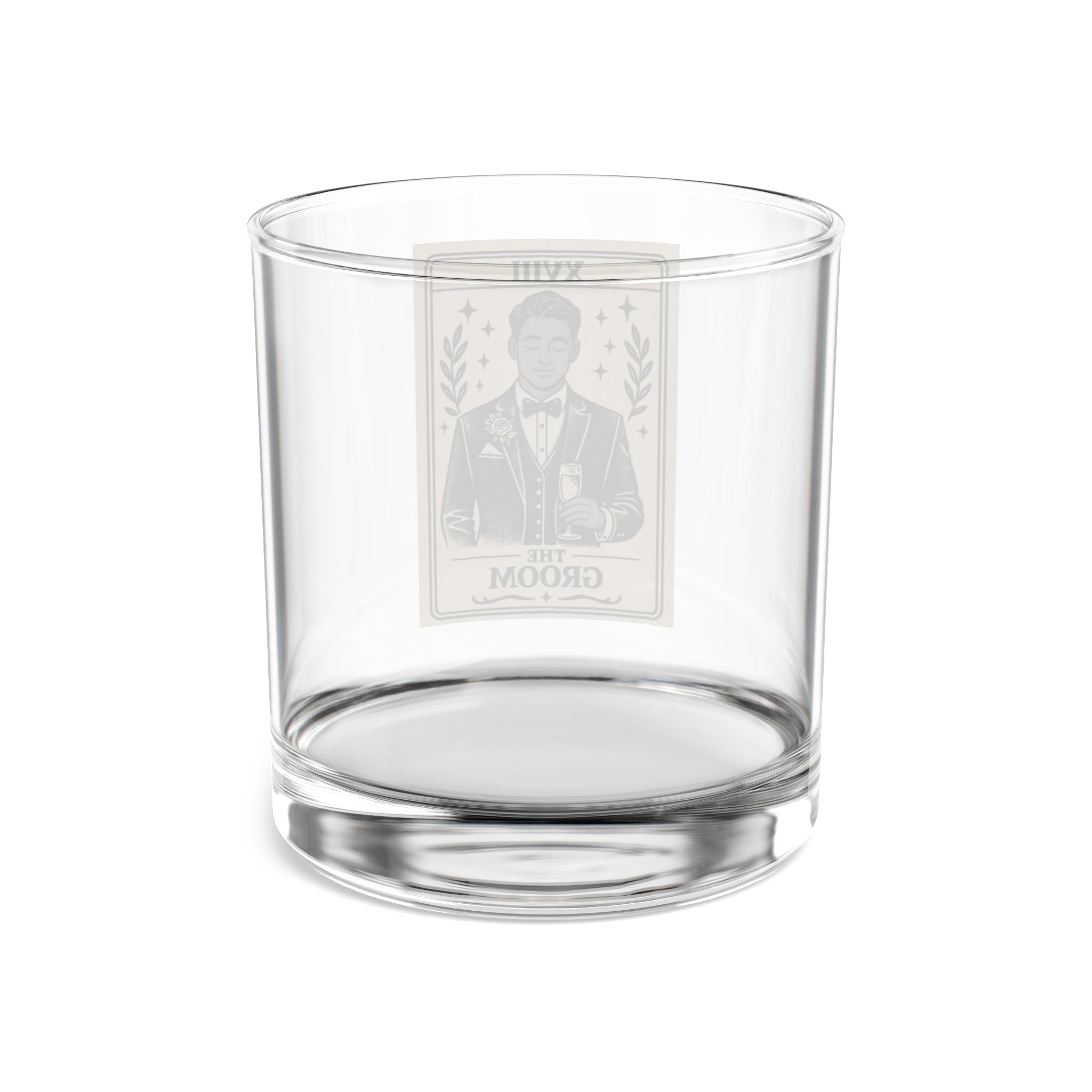 The Groom tarot card Rocks Glass | 10oz Whiskey Glass, Groomsmen Barware