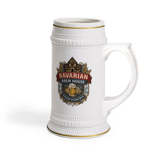 Bavarian Brew House Crest Beer Stein | Ceramic Oktoberfest Mug