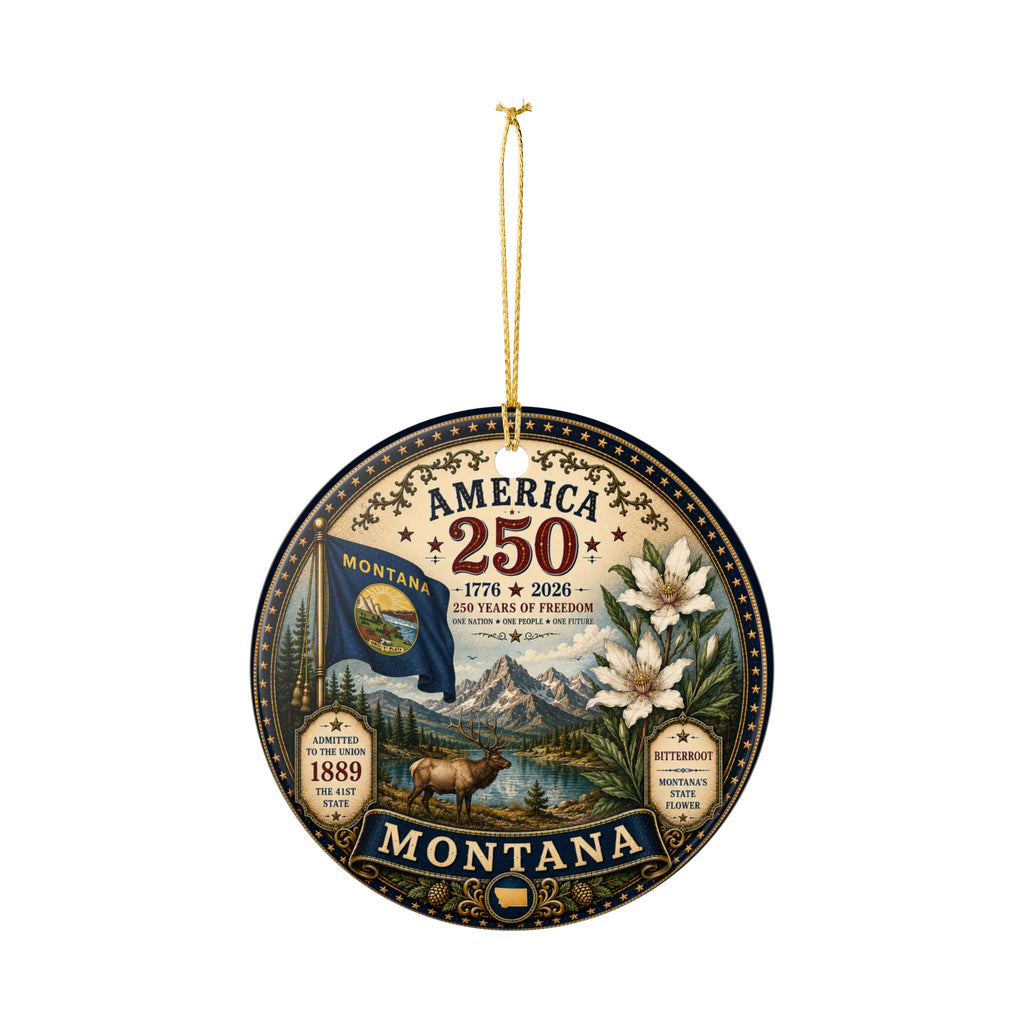 Montana State Seal America 250 Ornament | Ceramic Holiday Decoration